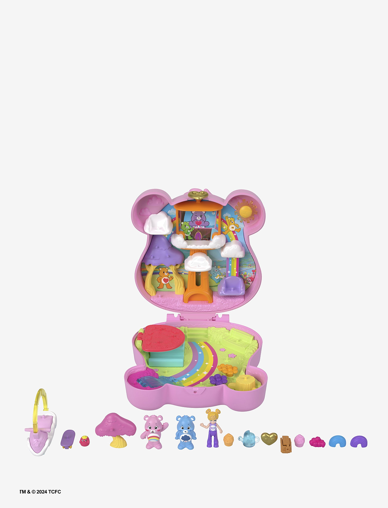 Polly Pocket - x Care Bears Dolls & Playset with Toy Car and Themed Accessories, Compact Travel Toy - play sets - multi color - 4