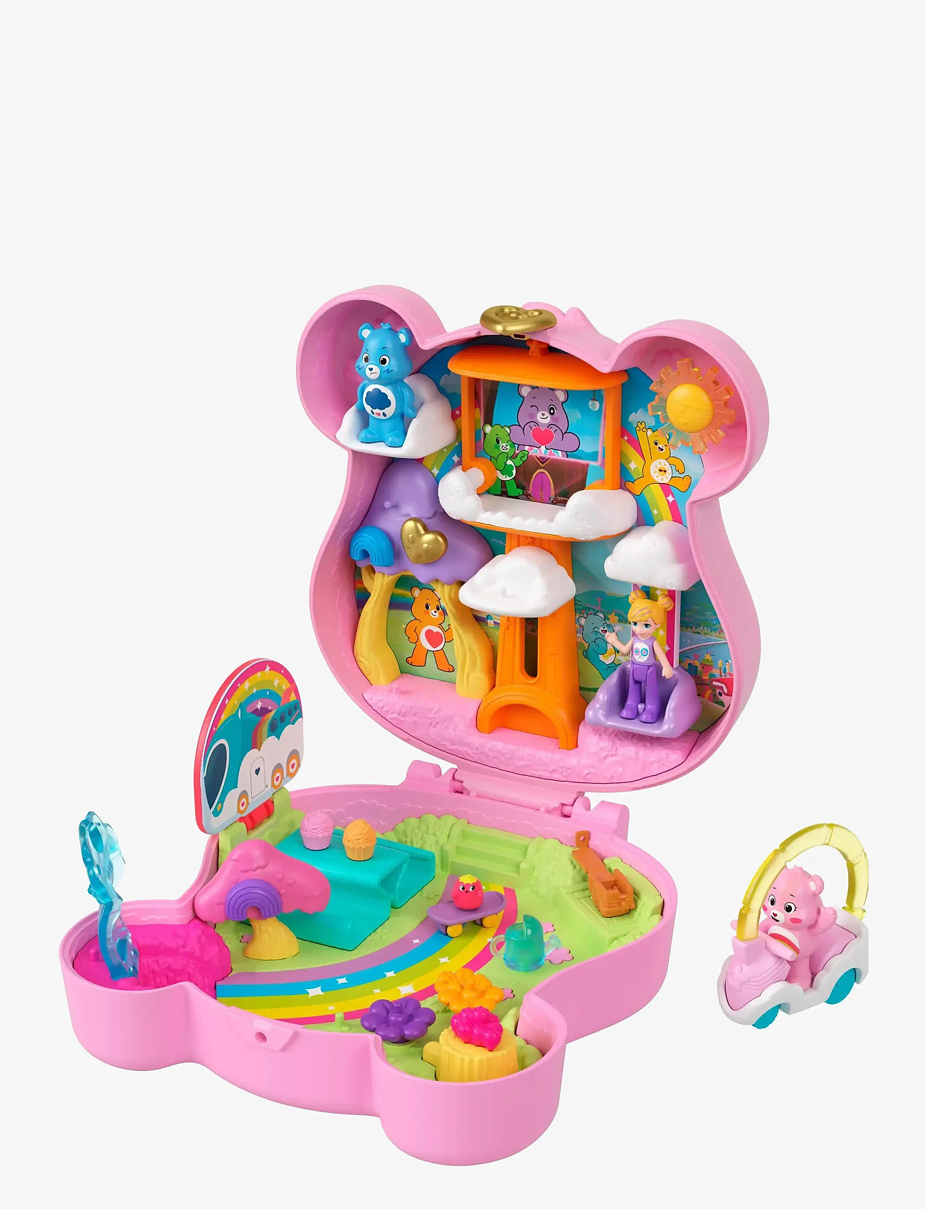 Polly Pocket - x Care Bears Dolls & Playset with Toy Car and Themed Accessories, Compact Travel Toy - play sets - multi color - 5