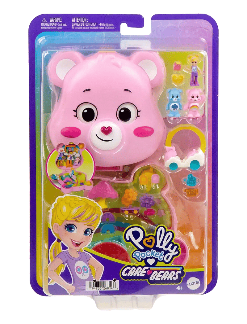 Polly Pocket - x Care Bears Dolls & Playset with Toy Car and Themed Accessories, Compact Travel Toy - mängukomplektid - multi color - 5