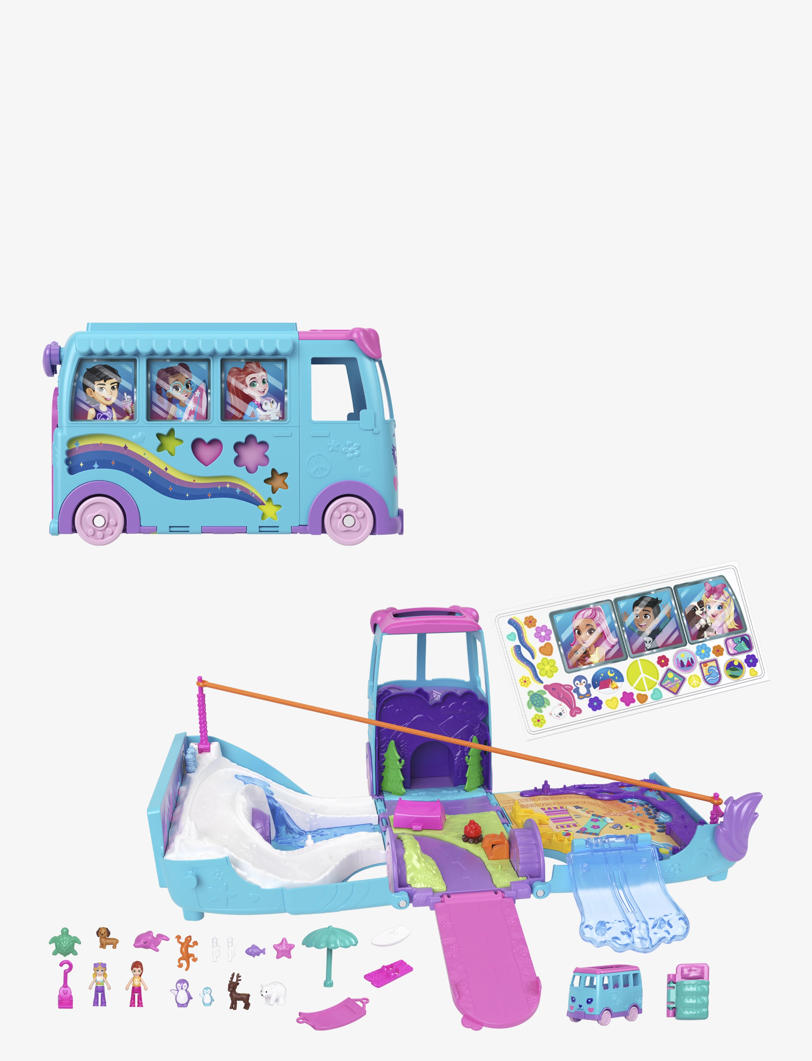 Polly Pocket Pet Mobile Adventure Playset with Micro Dolls & Transforming Camper Van, Pets & Toy Car - Legetøj - MULTI COLOR / multi
