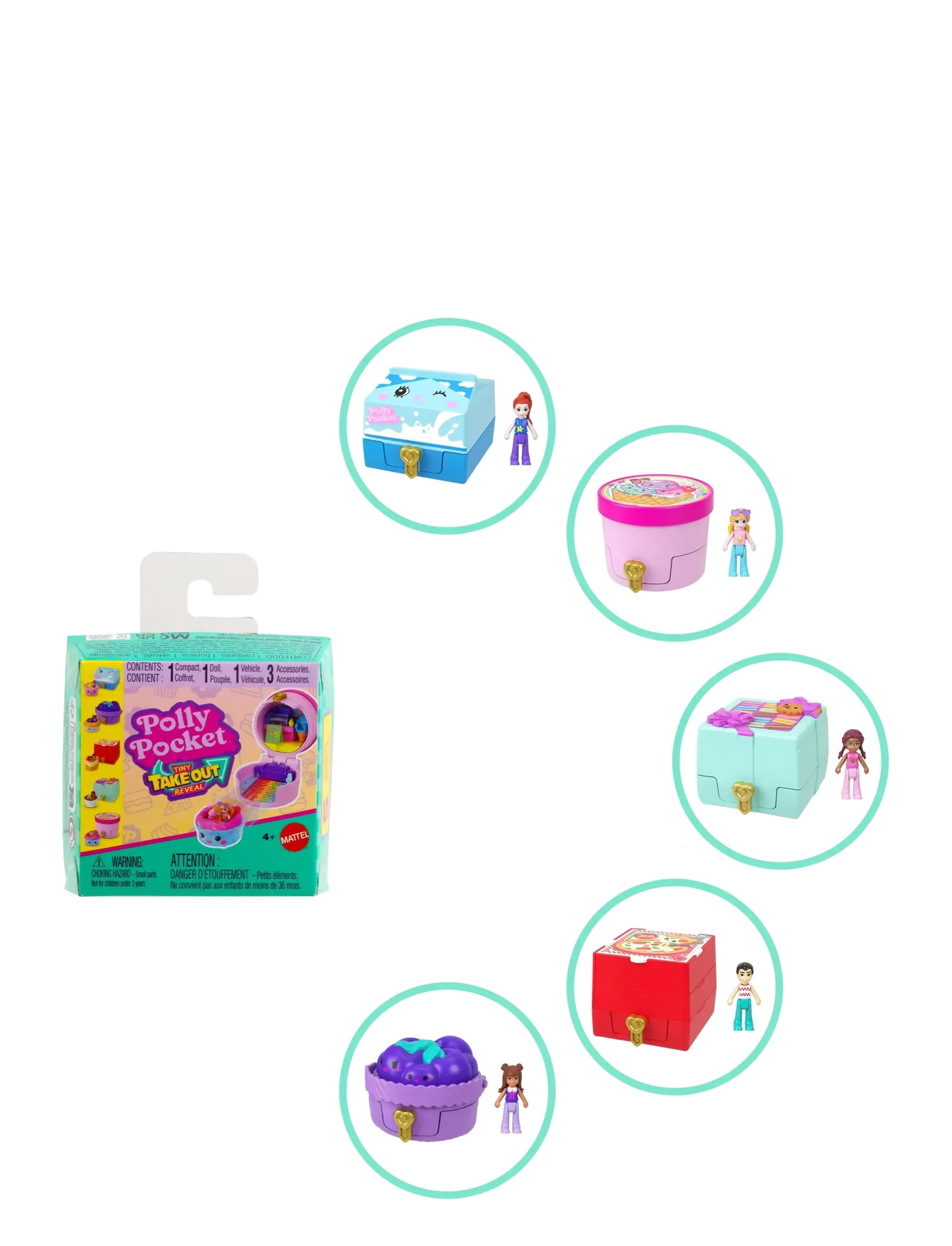 Polly Pocket - Polly Pocket  TINY TAKEOUT REVEAL ASSORTMENT - lekset - multicolor - 3