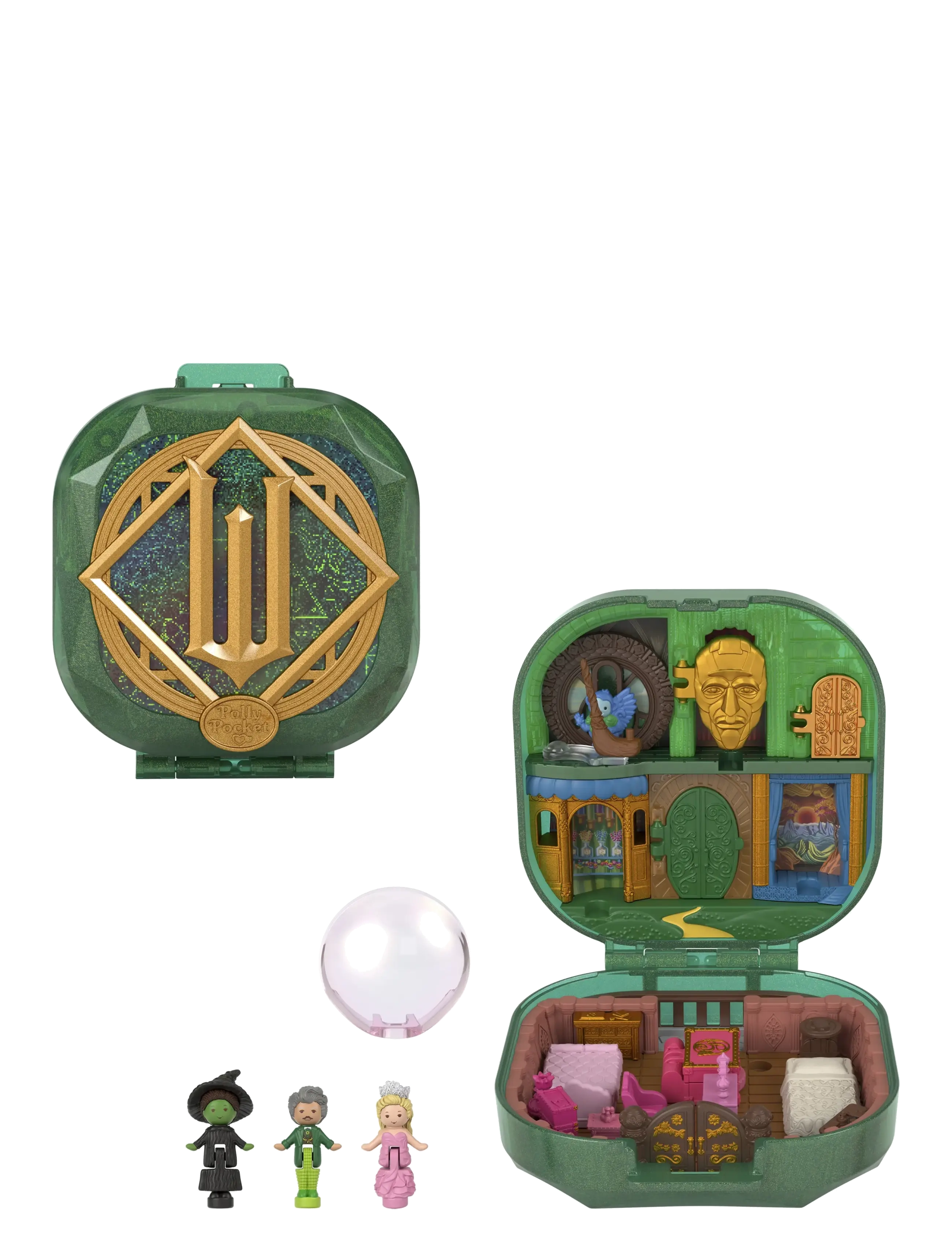 Polly Pocket Micro Dolls and Playset, Collector Wicked Compact with Hat and Bubble Accessories - Inspiration - MULTICOLOR / green