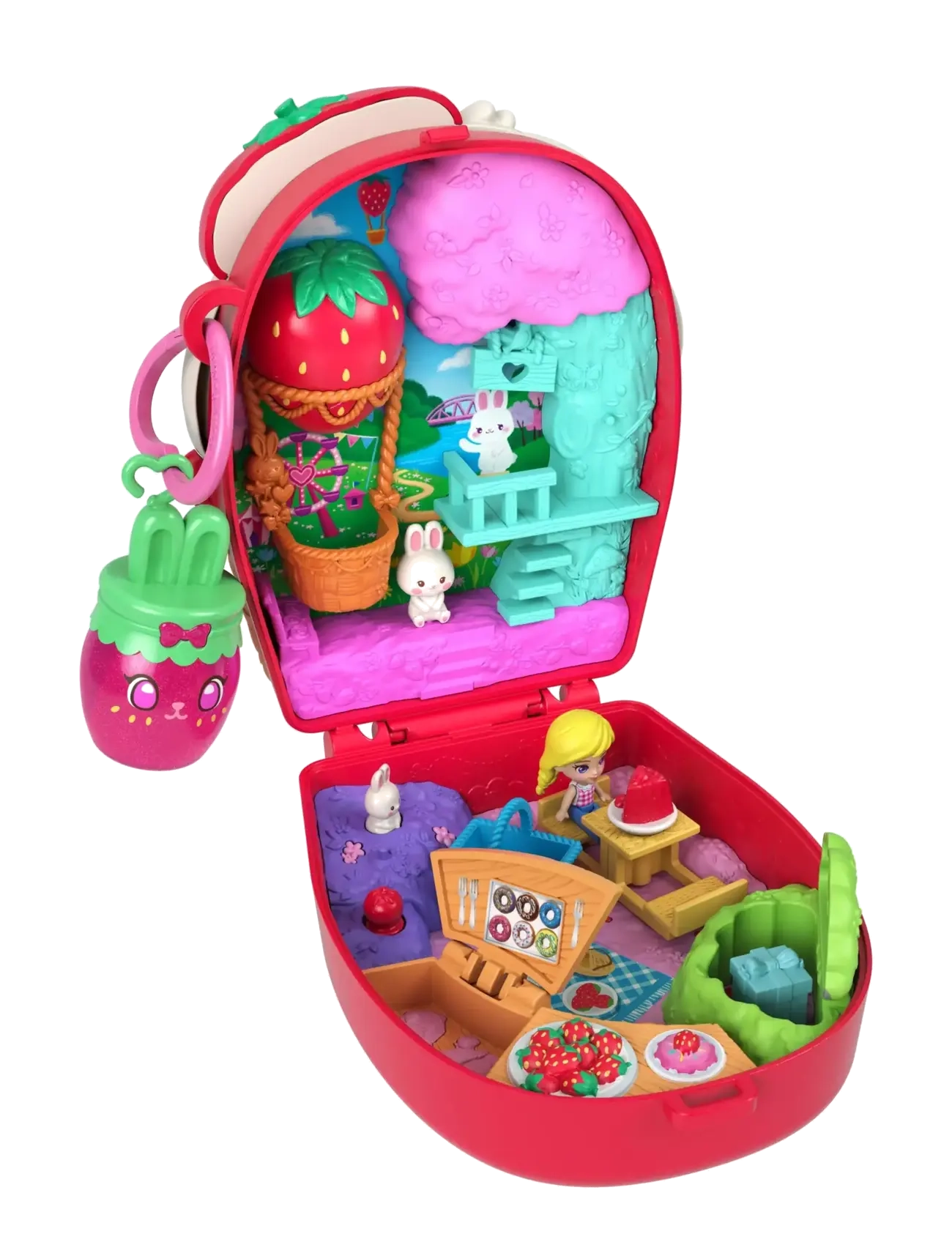 Polly Pocket - Polly Pocket   Strawberry Bunny Basket Compact - legesæt - multicolor - 5