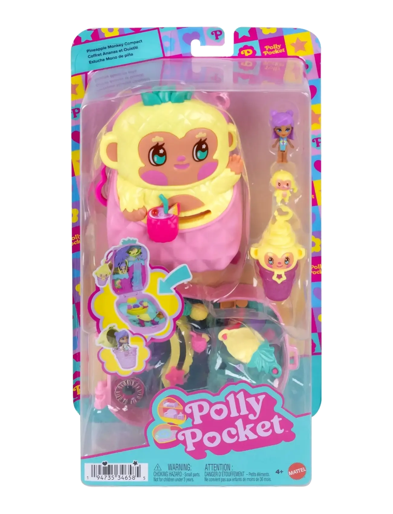 Polly Pocket - Polly Pocket Pineapple Monkey Colada Compact - spiel-sets - multicolor - 5