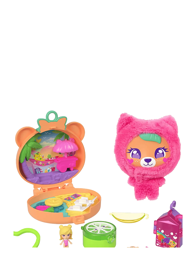Polly Pocket - Plushie Bear Compact, Doll & Keychain Playset with Pets, Fruit Themed Accessories - mängukomplektid - multicolor - 0