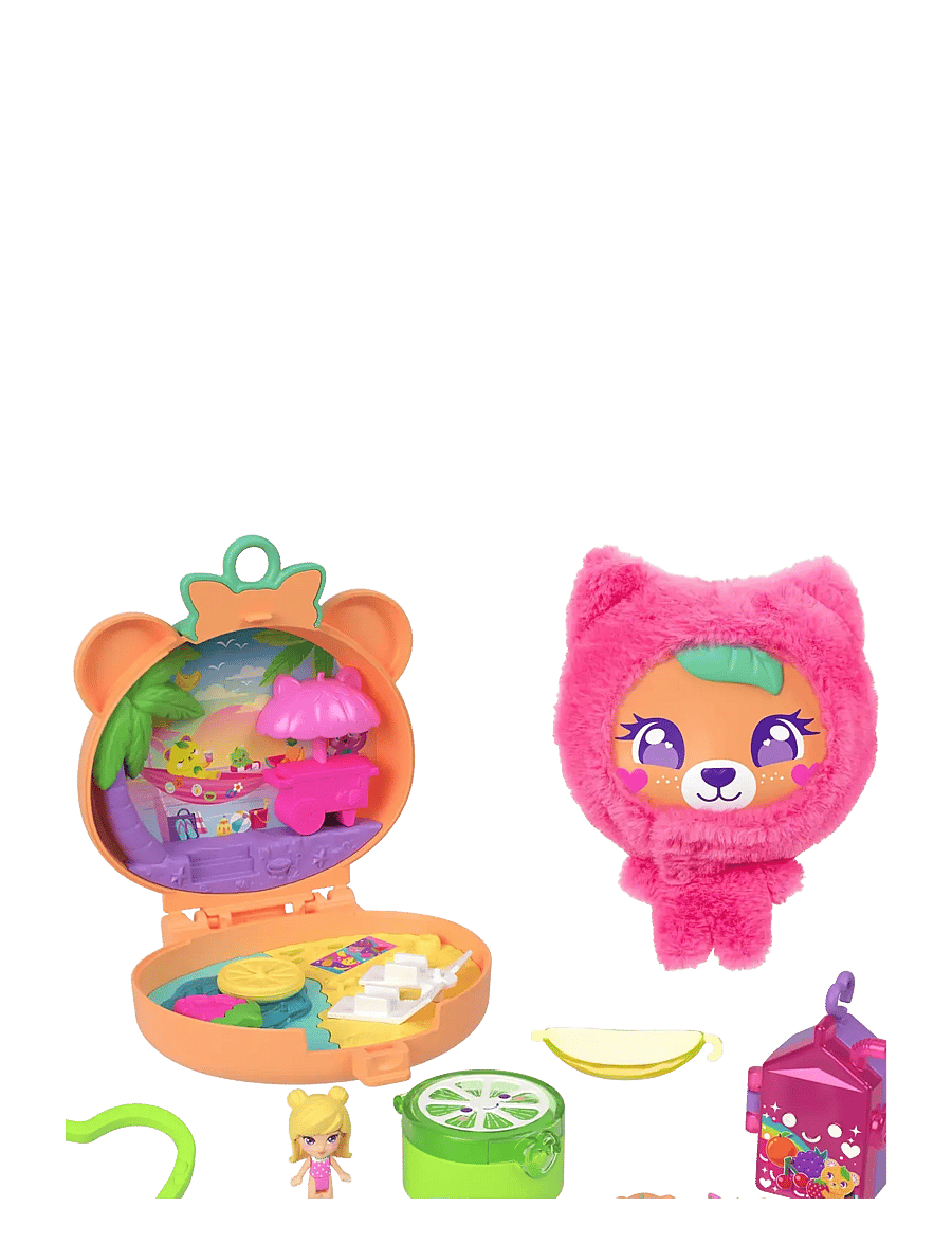 Polly Pocket - Plushie Bear Compact, Doll & Keychain Playset with Pets, Fruit Themed Accessories - leikkisetit - multicolor - 0
