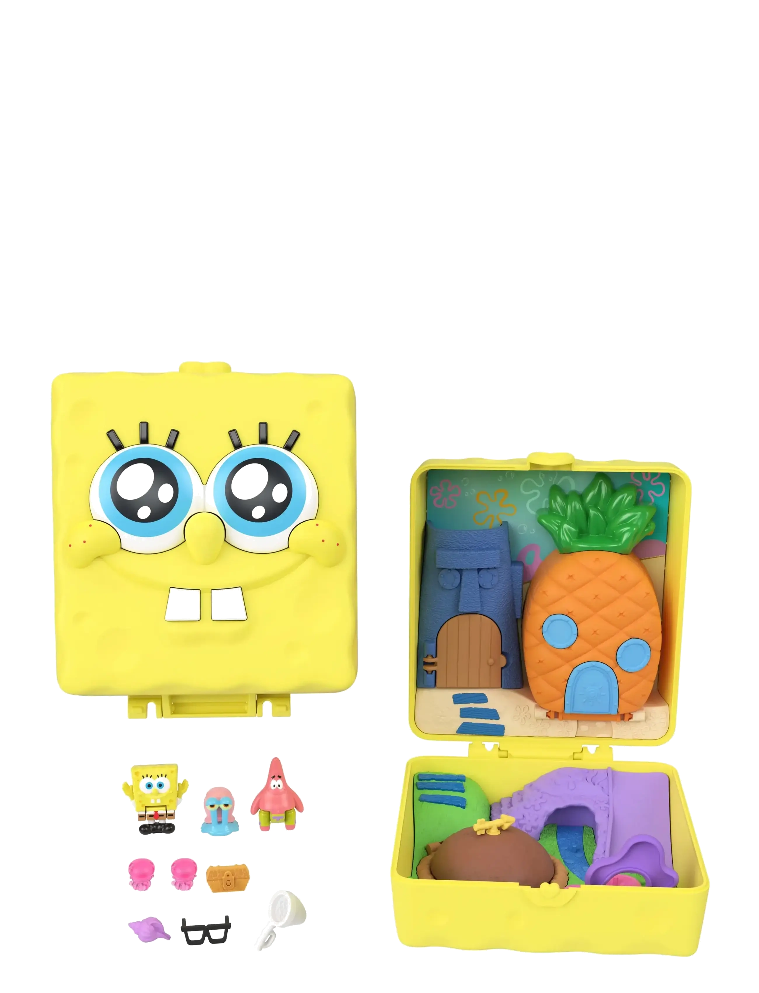 Polly Pocket Micro Dolls and Playset, SpongeBob Partnership Compact with Patrick Doll, 7 Accessories - Julegave - MULTICOLOR / yellow