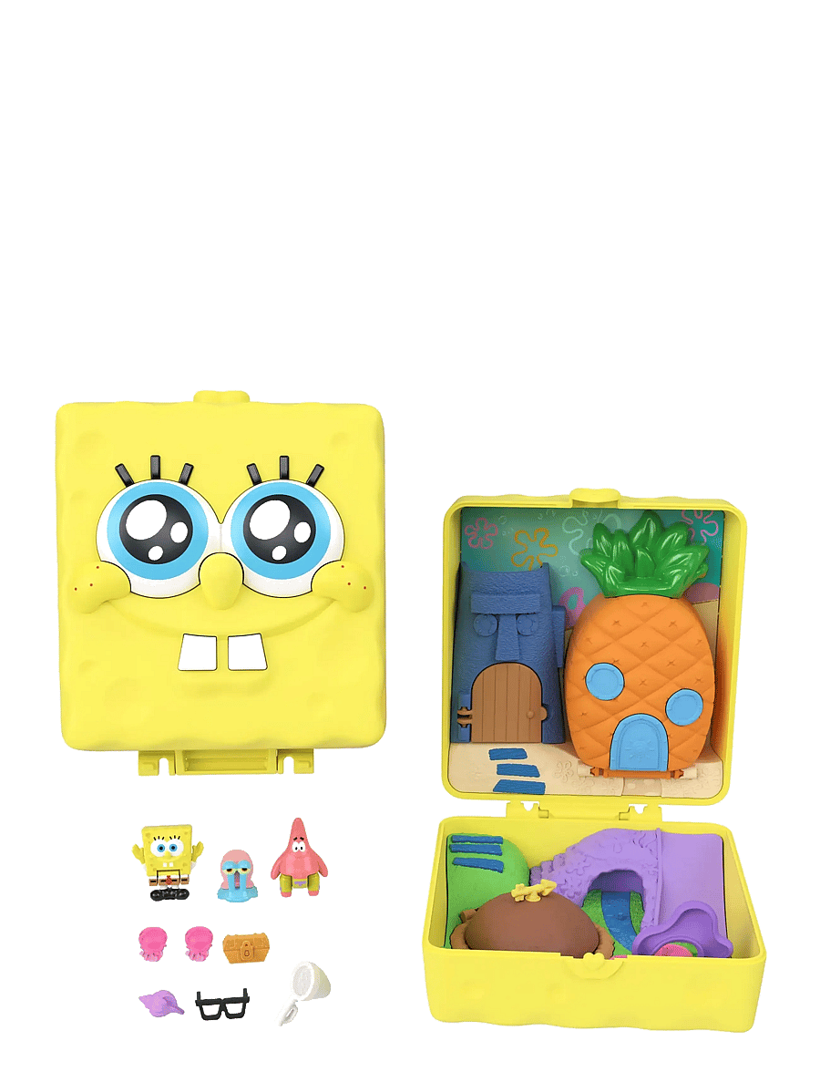 Polly Pocket - Micro Dolls and Playset, SpongeBob Partnership Compact with Patrick Doll, 7 Accessories - spēļu komplekti - multicolor - 0