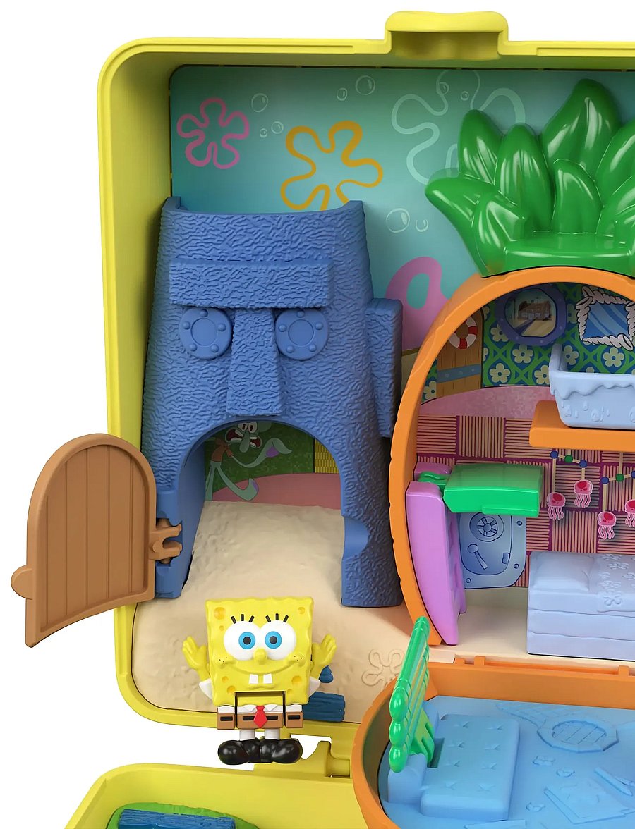 Polly Pocket - Micro Dolls and Playset, SpongeBob Partnership Compact with Patrick Doll, 7 Accessories - spēļu komplekti - multicolor - 2