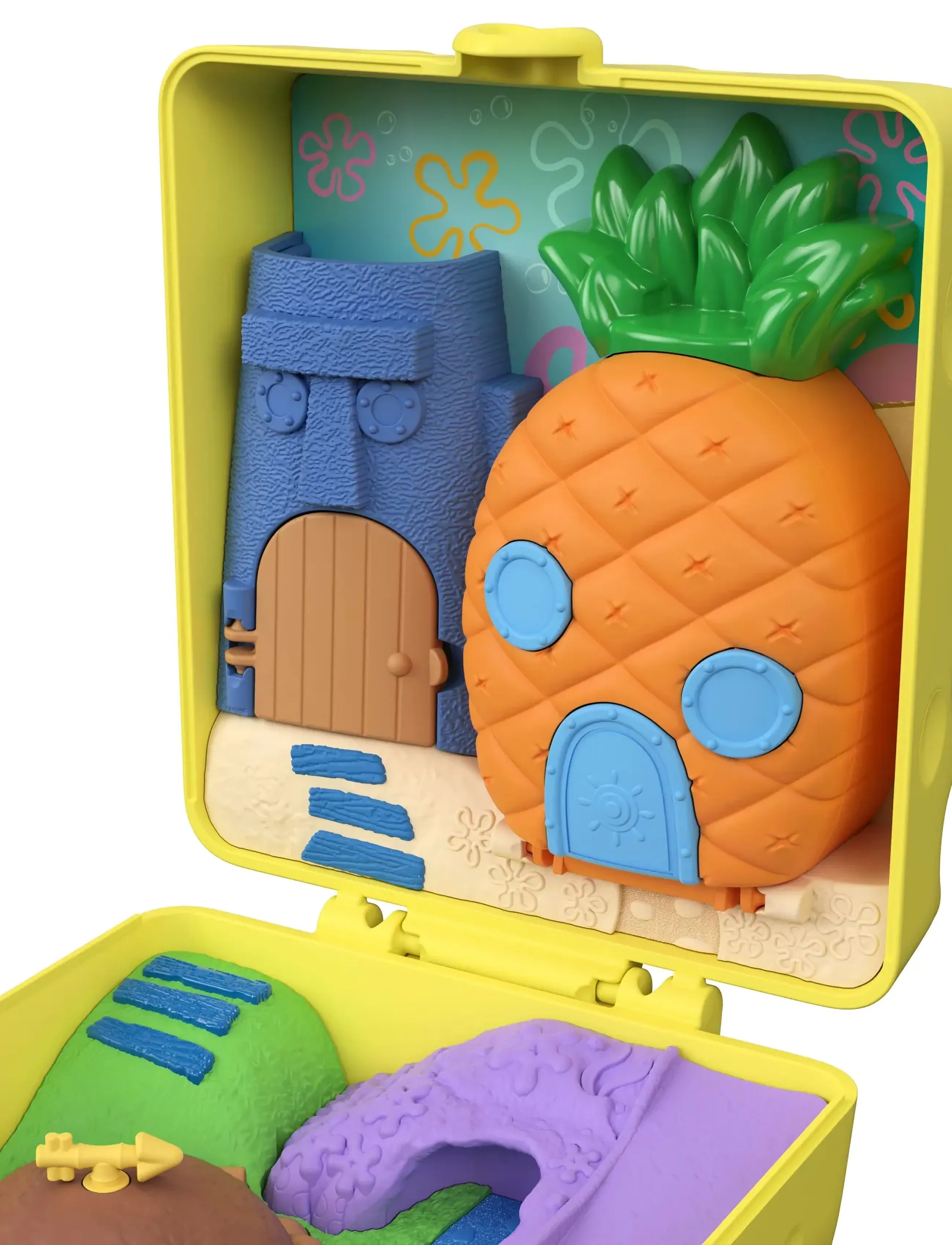 Polly Pocket - Micro Dolls and Playset, SpongeBob Partnership Compact with Patrick Doll, 7 Accessories - spēļu komplekti - multicolor - 5