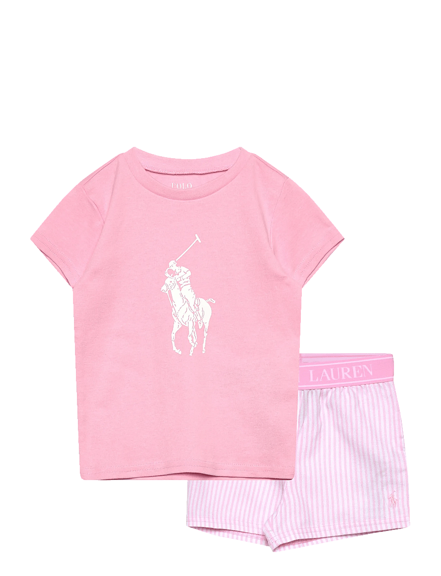 Ralph Lauren Kids - S5-SLEEPWEAR SHORT SET - komplektid - white / carmel pink - 0