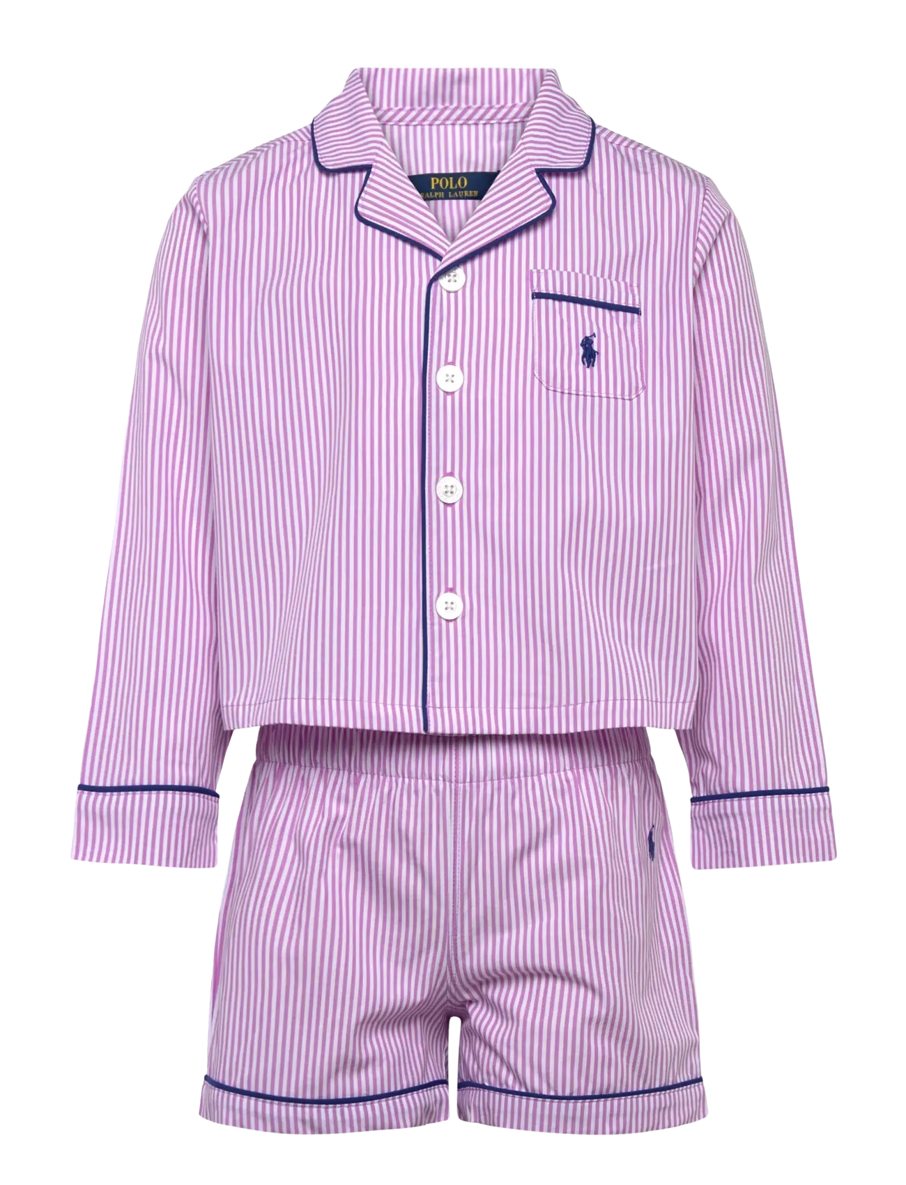 Ralph Lauren Kids Rlg Woven L/S & Short Set, 116, Purple, Pyjamas > Pyjamas-Sæt, Børn