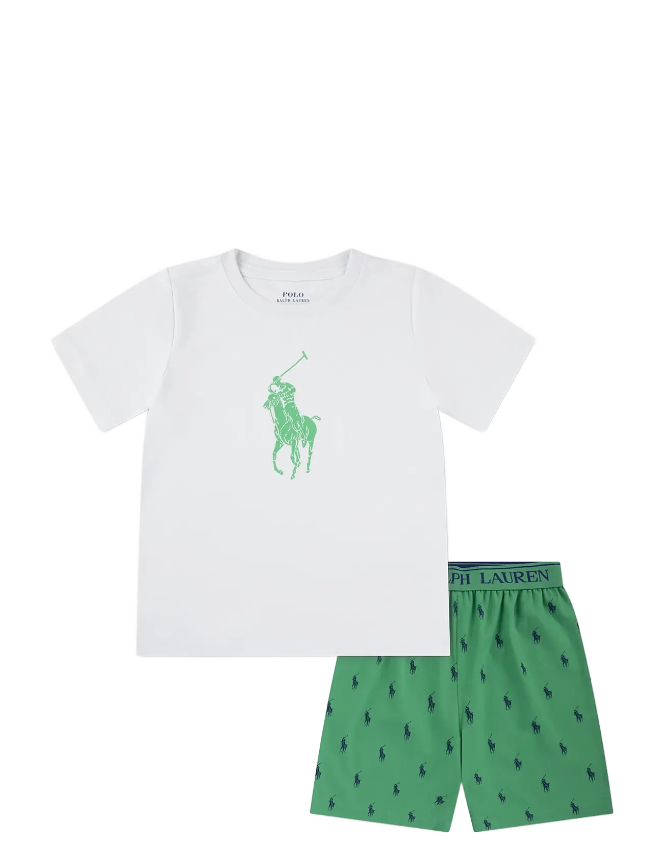Ralph Lauren Kids RLB SS TEE AND SHORT SET CTN - Nachtwäsche - POLO VINEYARD GREEN / white