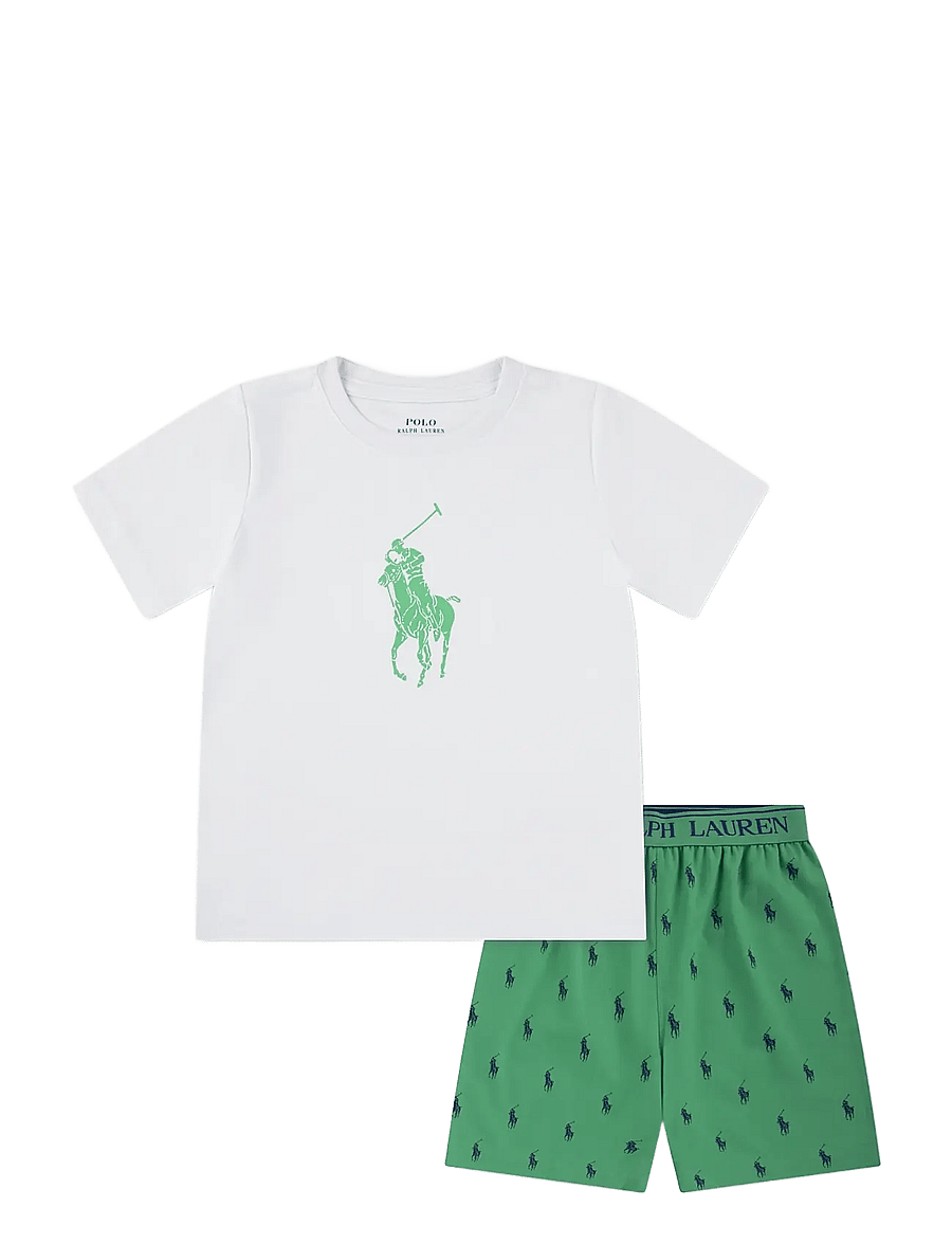Ralph Lauren Kids - RLB SS TEE AND SHORT SET CTN - pyjama-sets - polo vineyard green - 0