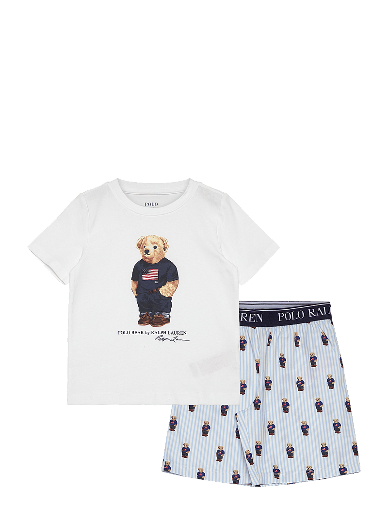 Ralph Lauren Kids - S5-SLEEPWEAR SHORT SET - lühikeste varrukatega t-särkide komplektid - white / elite blue - 0