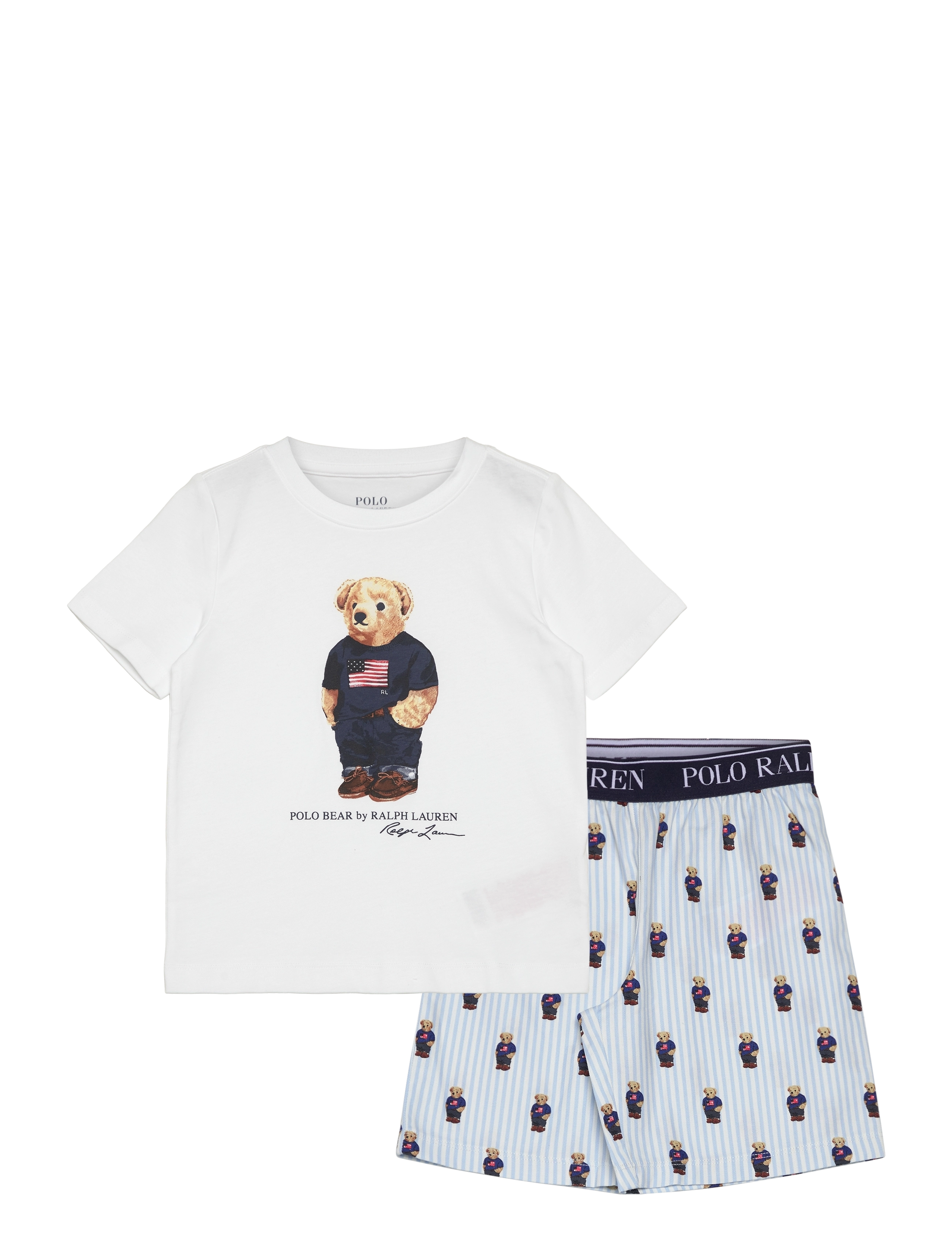 Ralph Lauren Kids S5-SLEEPWEAR SHORT SET - Bērniem 98–134 - WHITE / ELITE BLUE / white