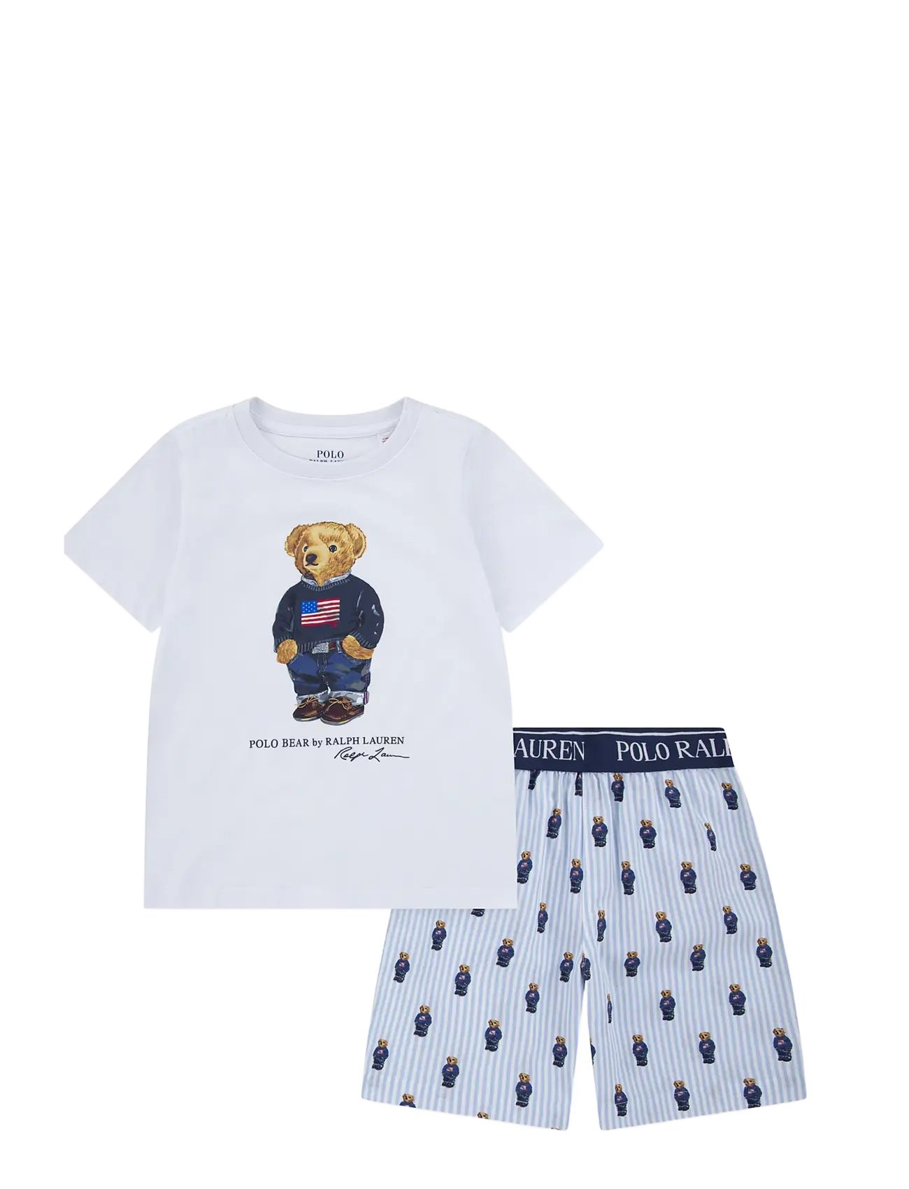 Ralph Lauren Kids S5-SLEEPWEAR SHORT SET - Kleidung - WHITE / ELITE BLUE / white