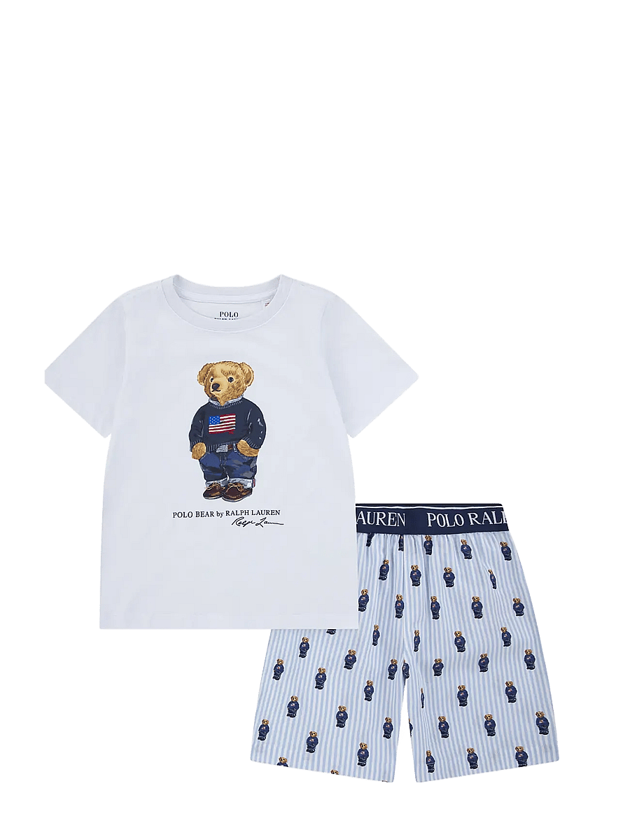 Ralph Lauren Kids - S5-SLEEPWEAR SHORT SET - sets mit kurzärmeligem t-shirt - white / elite blue - 0