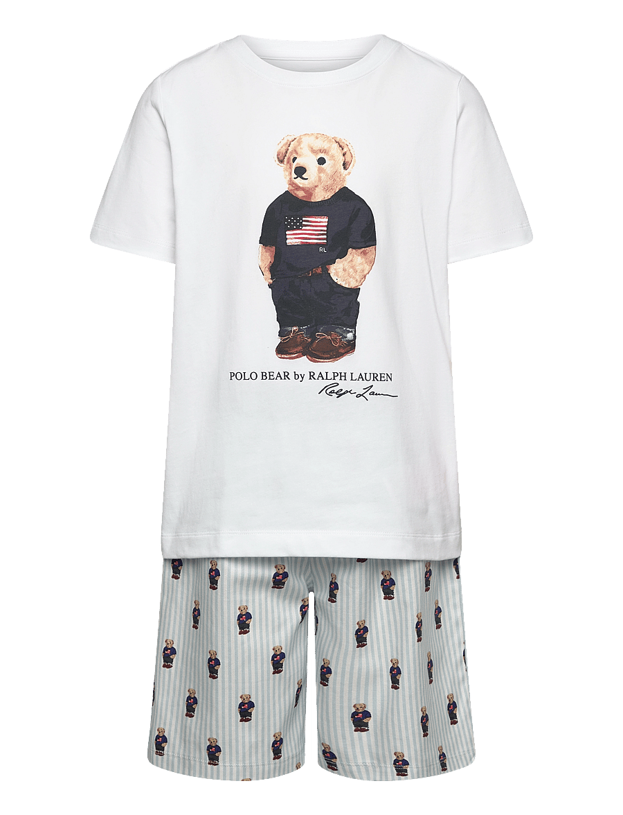 Ralph Lauren Kids - S5-SLEEPWEAR SHORT SET - pyjamassæt - white / elite blue - 0
