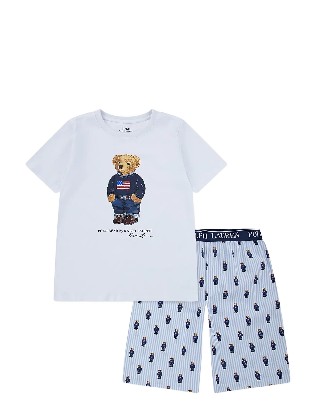 Ralph Lauren Kids S5-SLEEPWEAR SHORT SET - Nachtwäsche - WHITE / ELITE BLUE / white