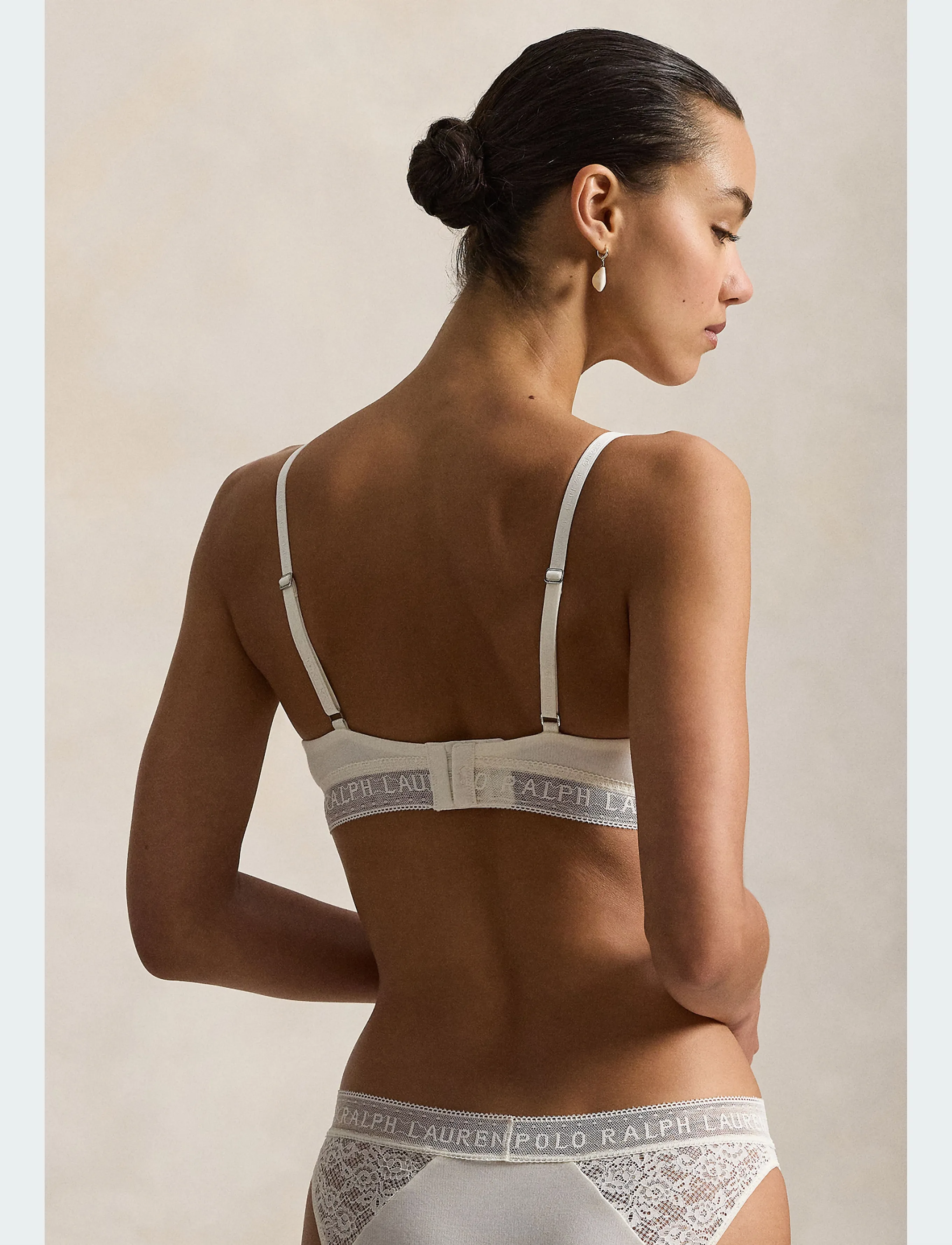 Polo Ralph Lauren Intimates - Cotton Lace Triangle Bralette - bralette - egret - 2