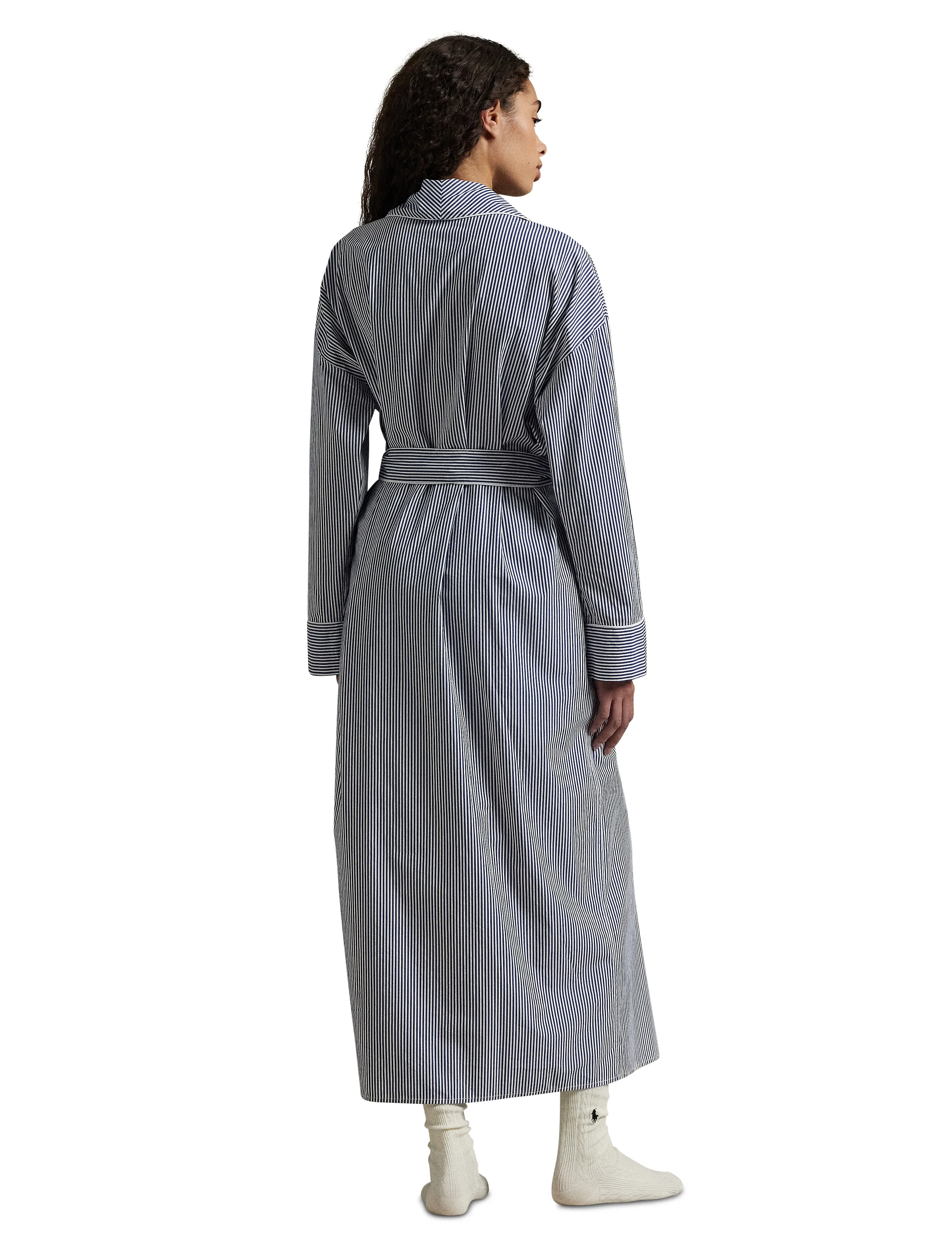 Polo Ralph Lauren Intimates Striped Cotton Poplin Robe, LXL, Night & Loungewear, Marineblau - Robes, Frauen