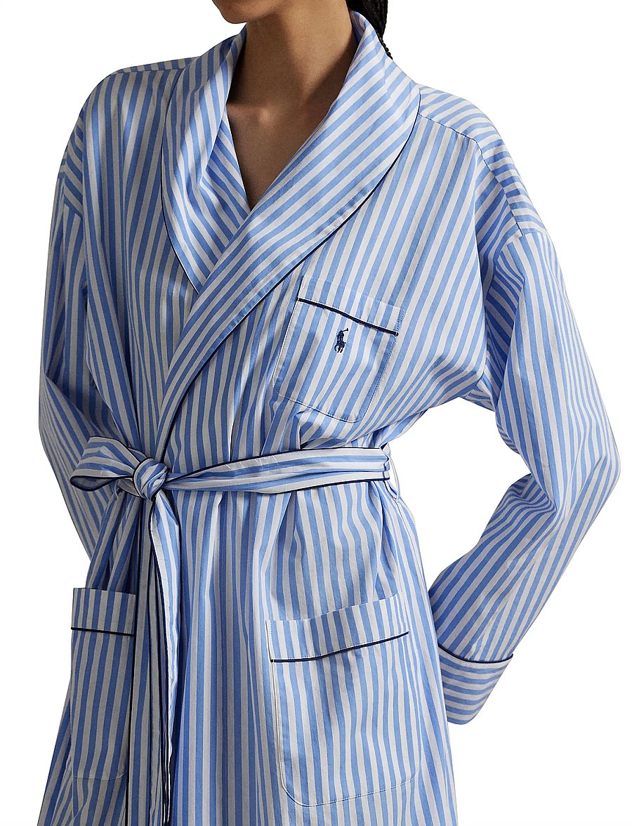 Polo Ralph Lauren Intimates - Striped Cotton Poplin Robe - morgonrockar - widestripe - 3