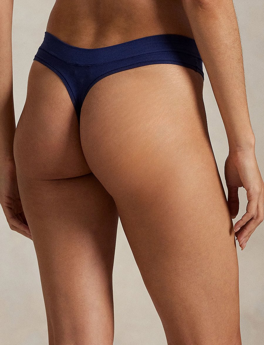 Polo Ralph Lauren Intimates - Stretch Cotton Low-Rise Thong - stringtrosor - navy - 0