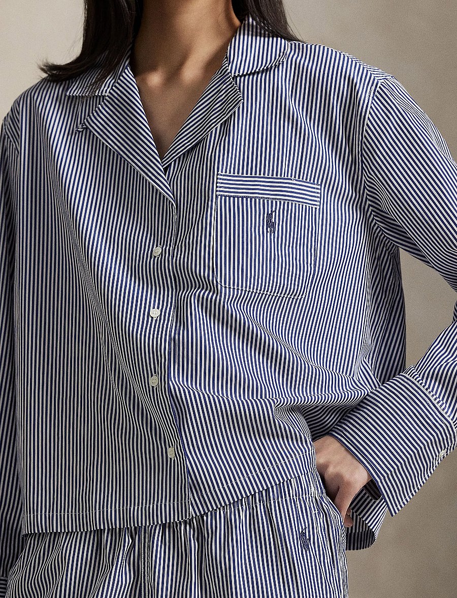 Polo Ralph Lauren Intimates - Cotton Poplin Long-Sleeve Pajama Set - pyjamas - prlstripe - 0
