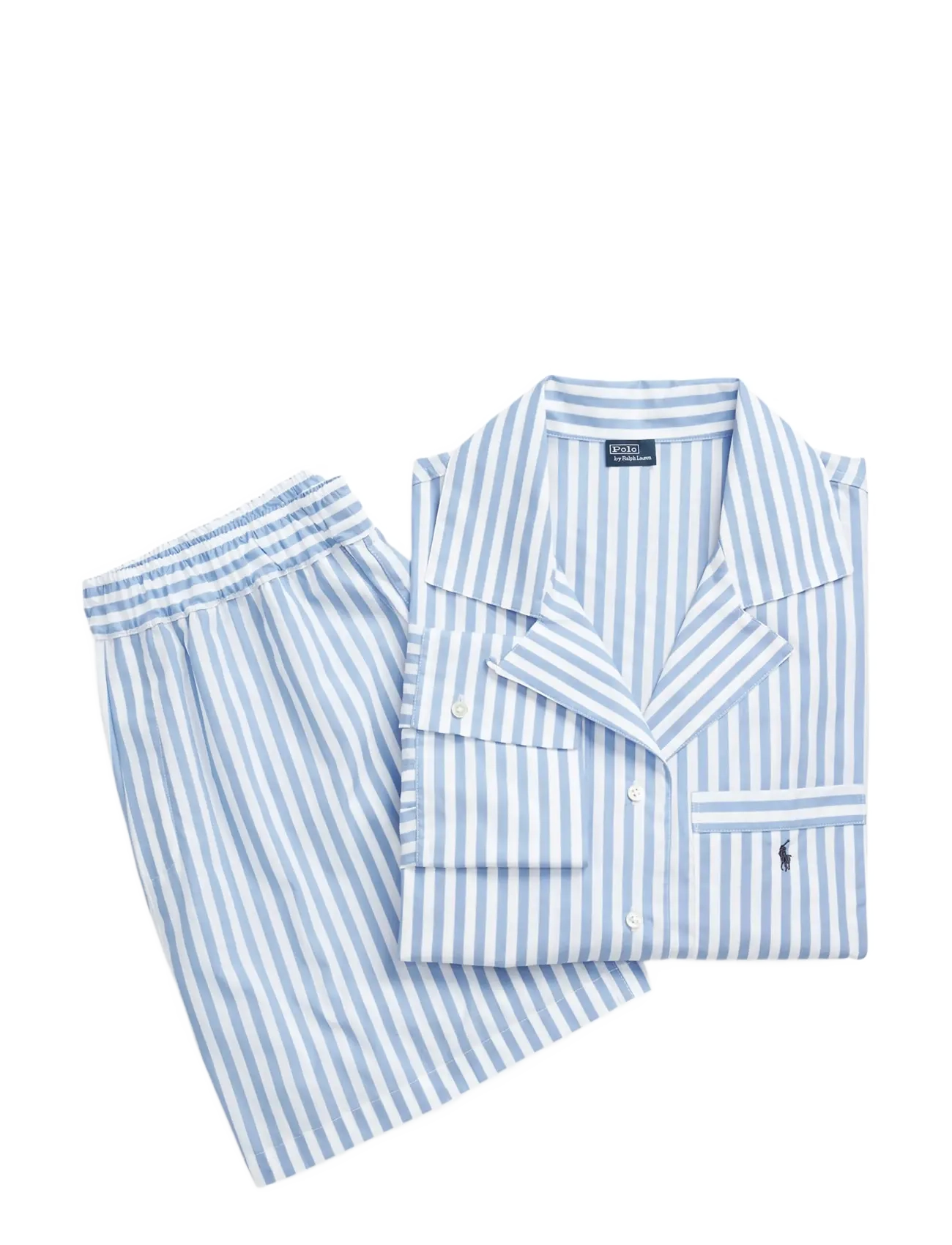 Polo Ralph Lauren Intimates Crop Top & Boxer Striped Cotton PJ Set - Nattøj & Loungewear - WIDESTRIPE / blue