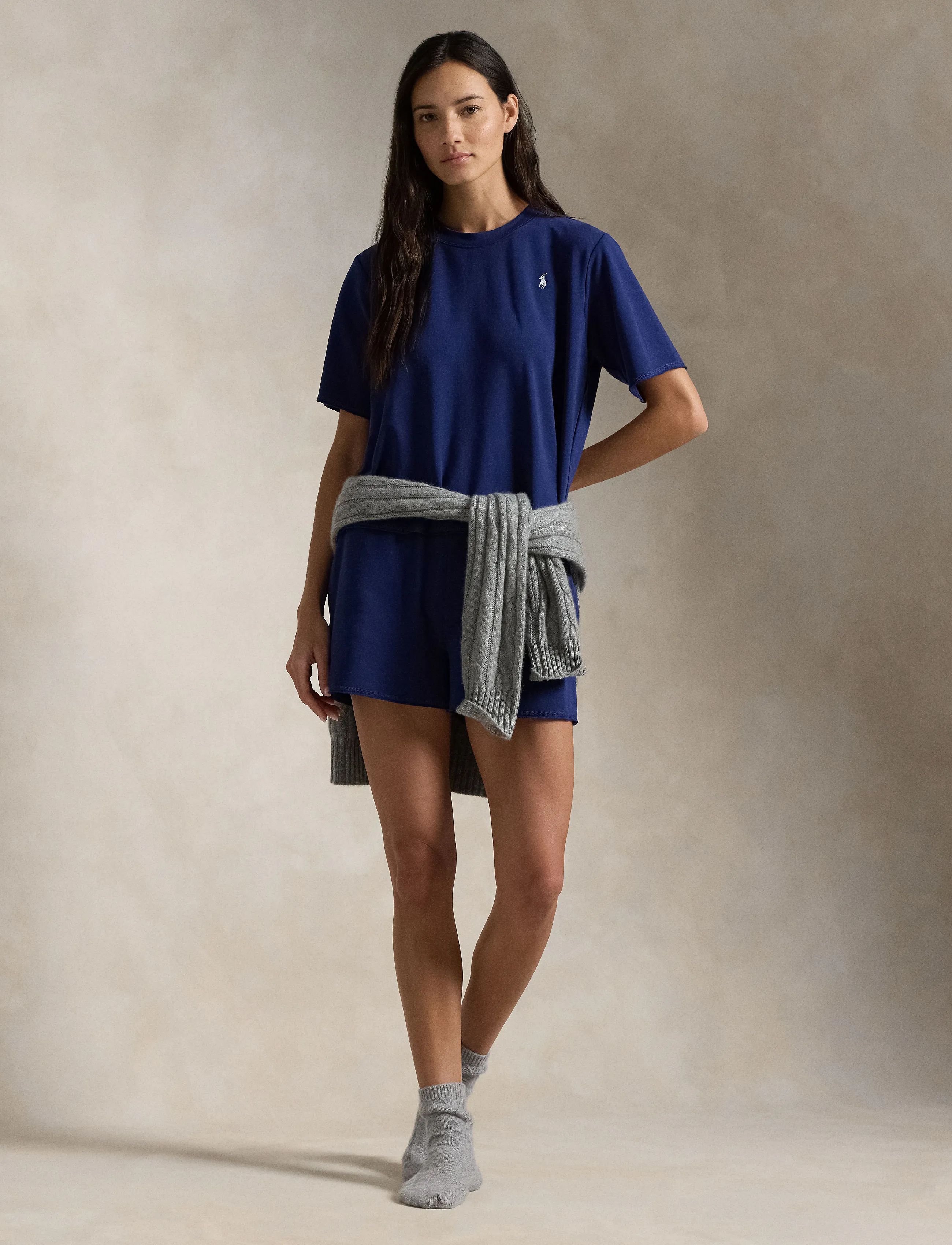 Polo Ralph Lauren Intimates French Terry Short-Sleeve Pajama Set, L, Night & Loungewear, Marineblau - Pyjamas (set), Frauen