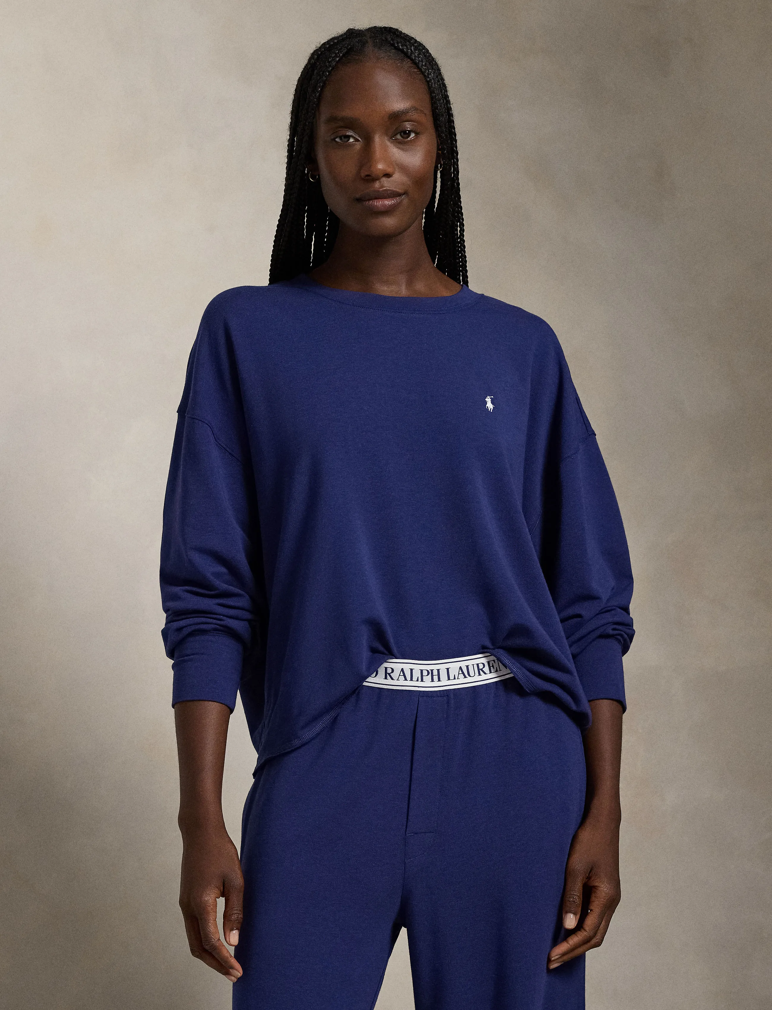 Polo Ralph Lauren Intimates Sweatshirt & Wide Leg Pant Set, XL, Navy, Nat- Og Opholdstøj > Pyjamas (set), Dame