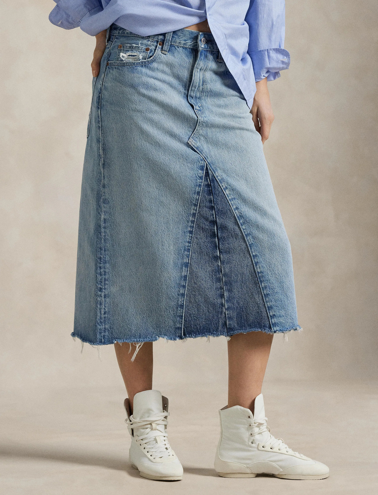 Polo Ralph Lauren Paneled Denim A-Line Skirt - Blue - 25