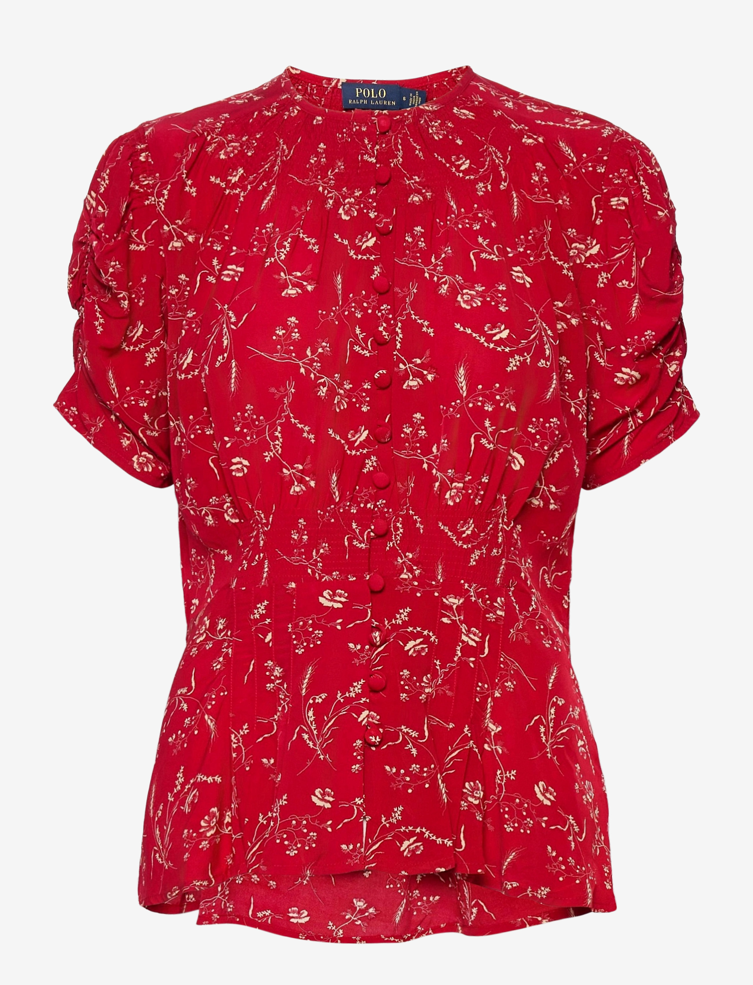 Polo Ralph Lauren - Crepe Peplum Blouse - 787 tender red fl - 1
