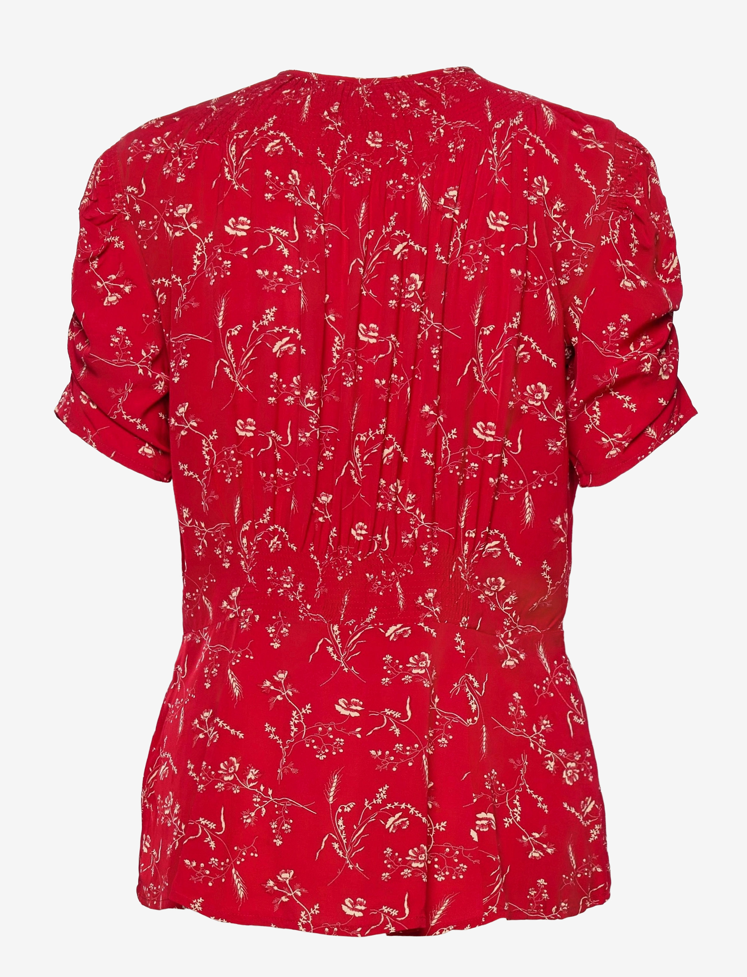 Polo Ralph Lauren - Crepe Peplum Blouse - 787 tender red fl - 2
