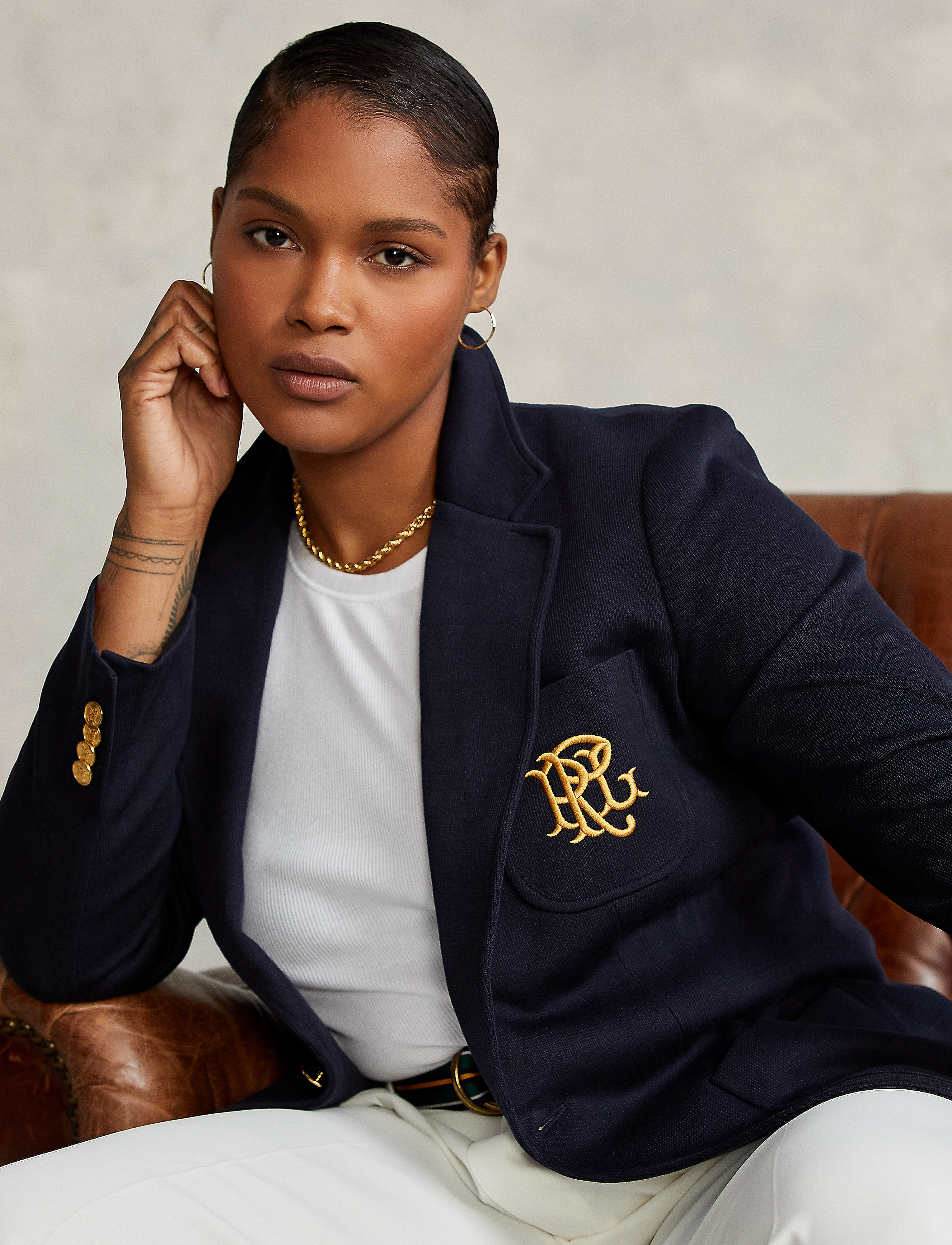 Polo Ralph Lauren Double-Knit Jacquard Blazer, 42, Blue, Blazere > Enkeltradede Blazere, Dame