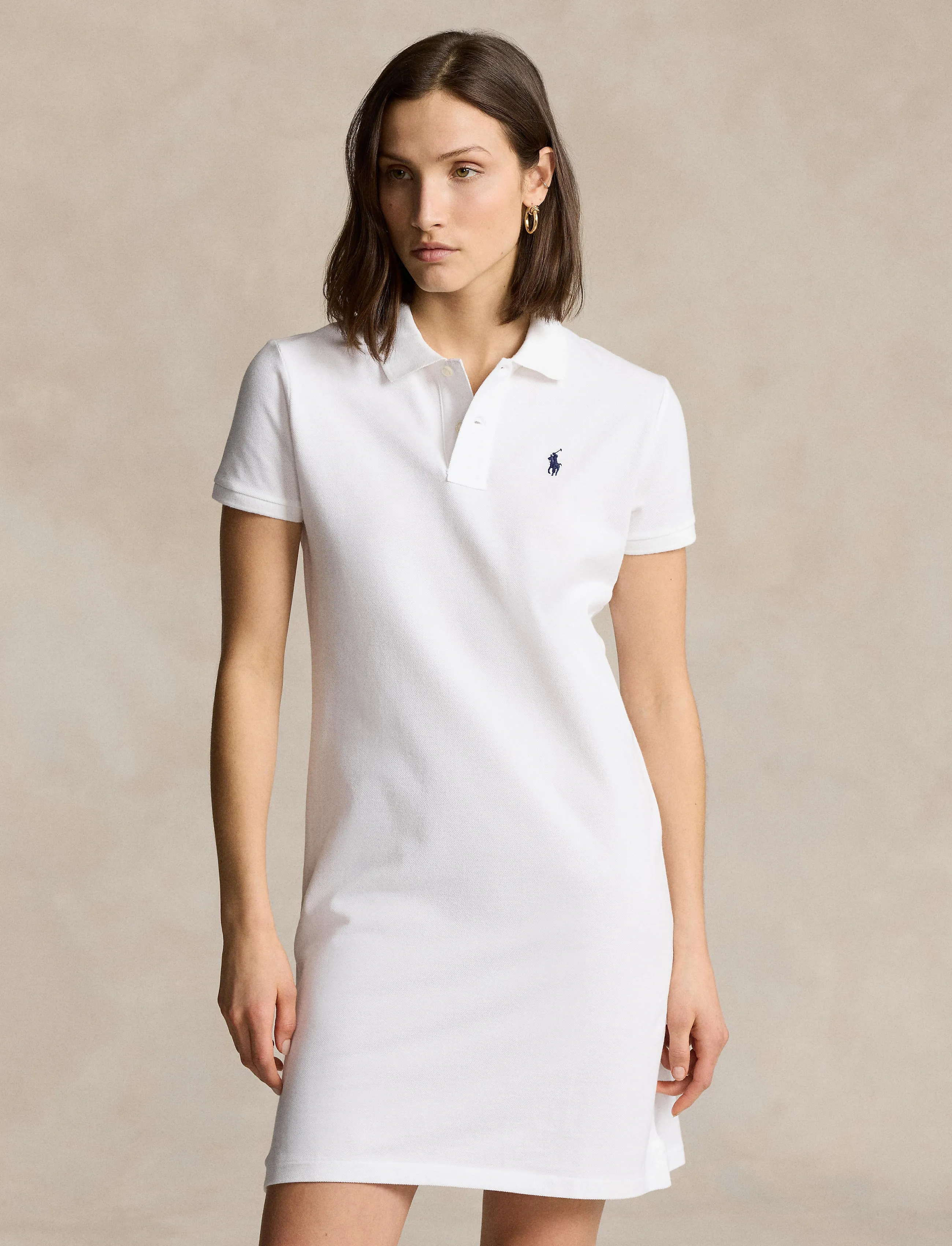 Polo Ralph Lauren Cotton Mesh Polo Dress, Kvinder, Polo Kjole, Hvid, Str: XL