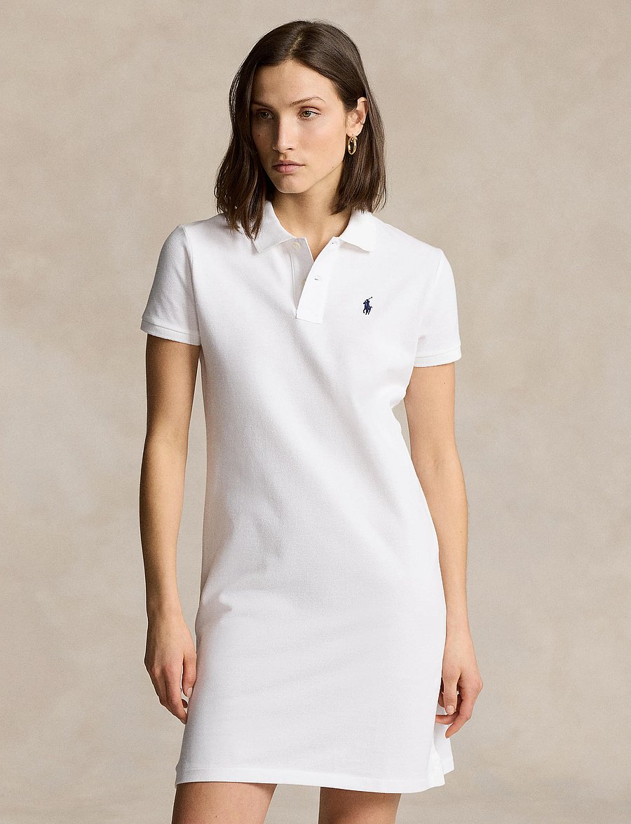 Polo Ralph Lauren - Cotton Mesh Polo Dress - t-särkkleidid - white/c7916 - 0