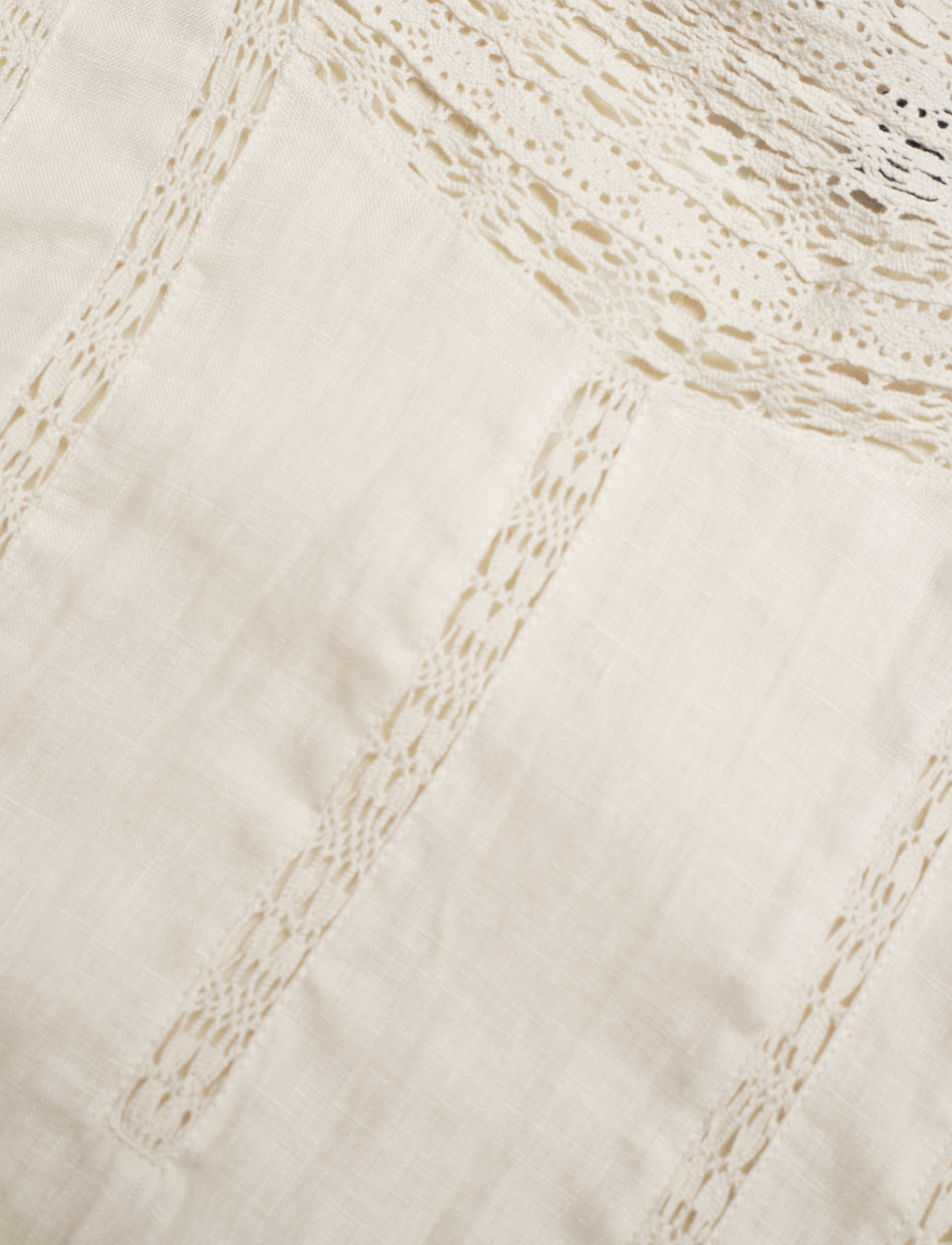 Polo Ralph Lauren - Lace-Trim Linen Blouse - antique cream - 3