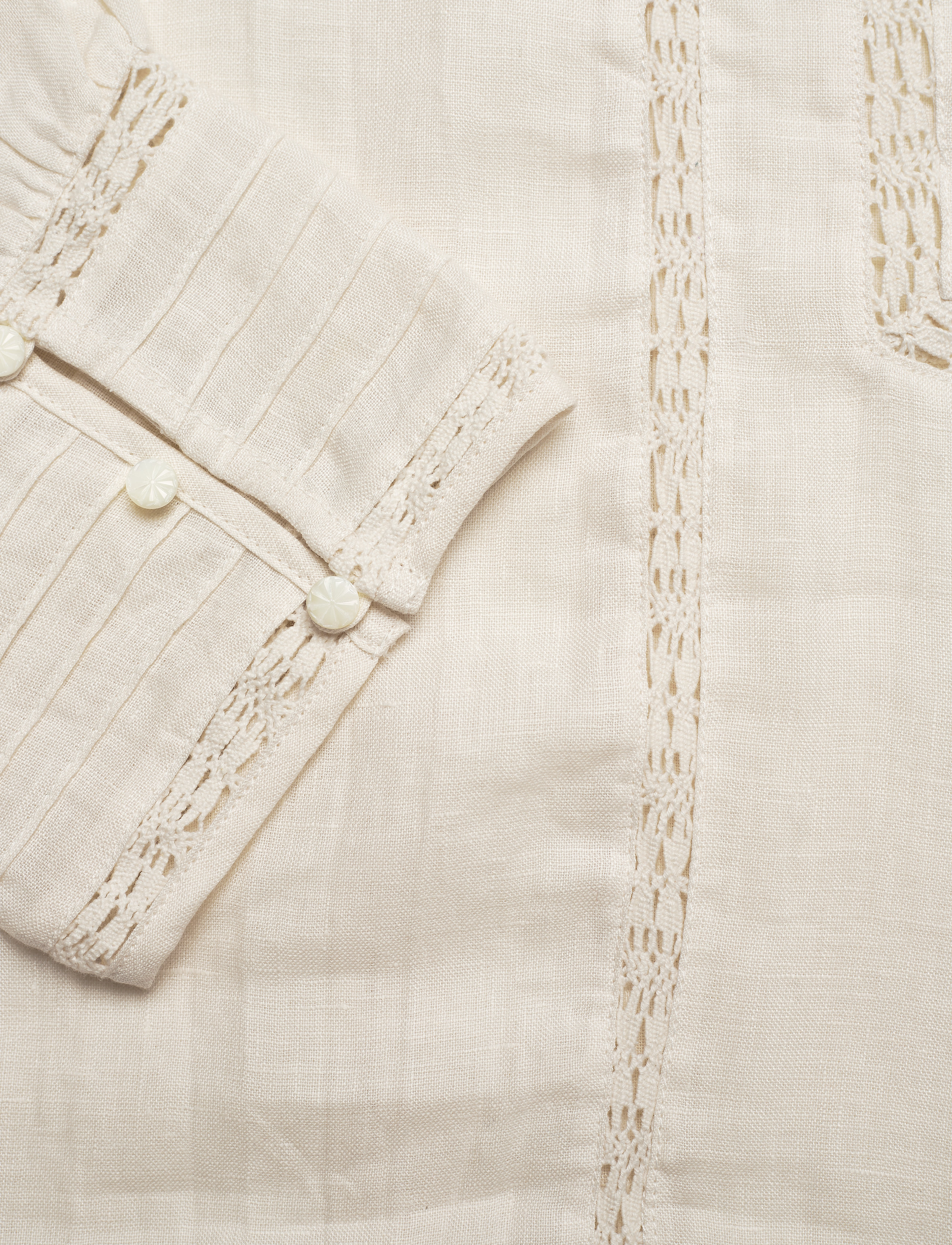 Polo Ralph Lauren - Lace-Trim Linen Blouse - antique cream - 4