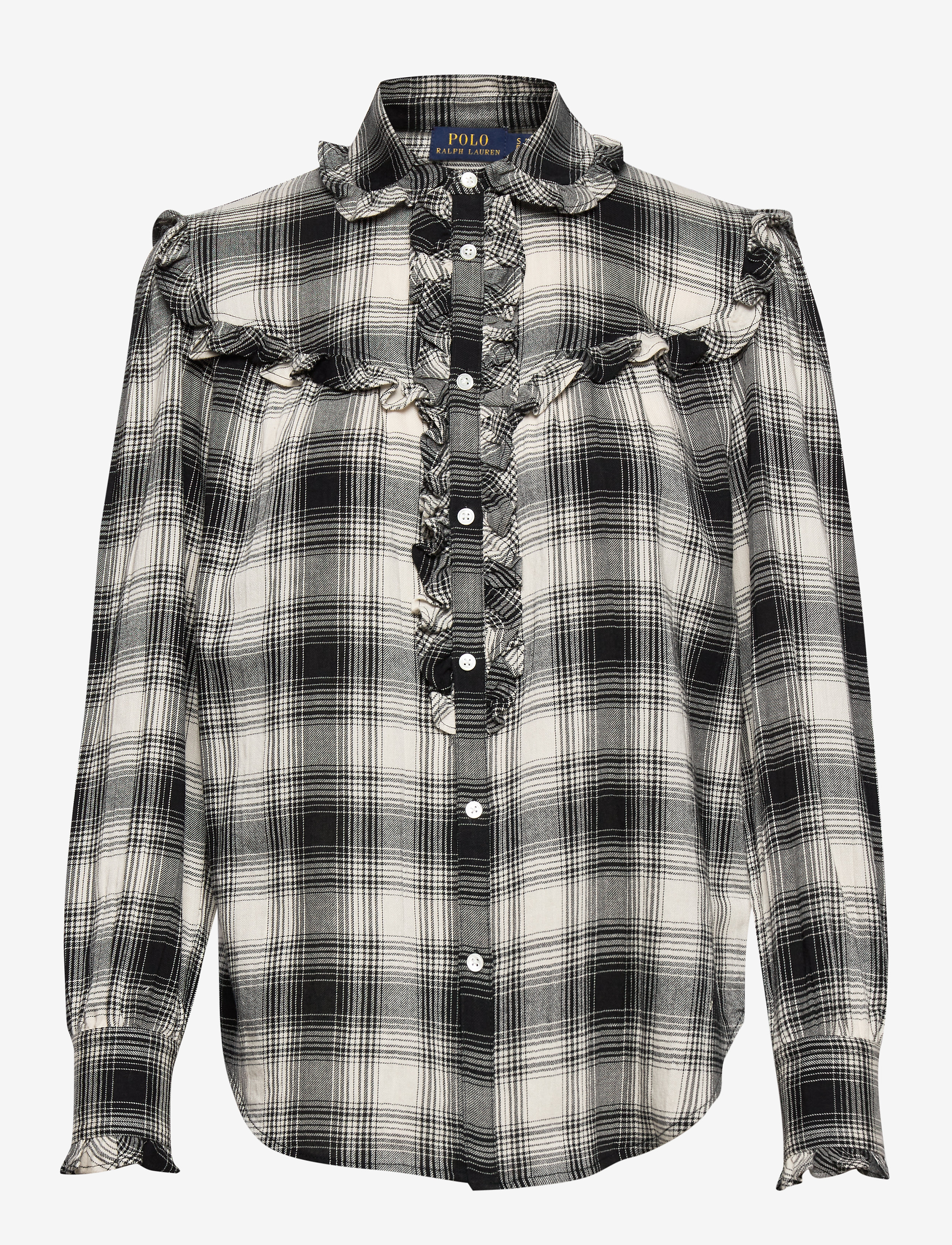 Polo Ralph Lauren - Ruffle-Trim Plaid Shirt - black/light cream - 1