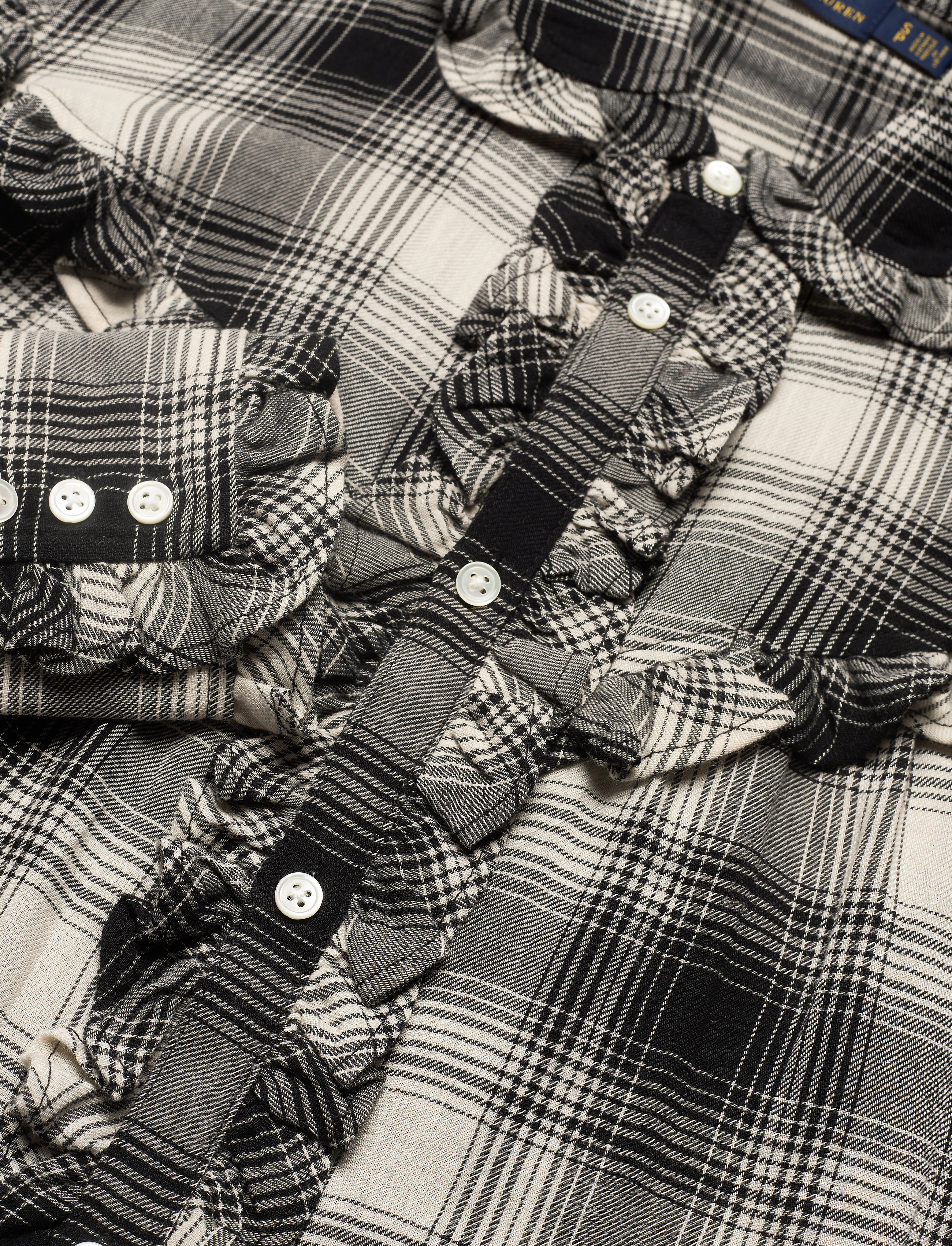 Polo Ralph Lauren - Ruffle-Trim Plaid Shirt - black/light cream - 3