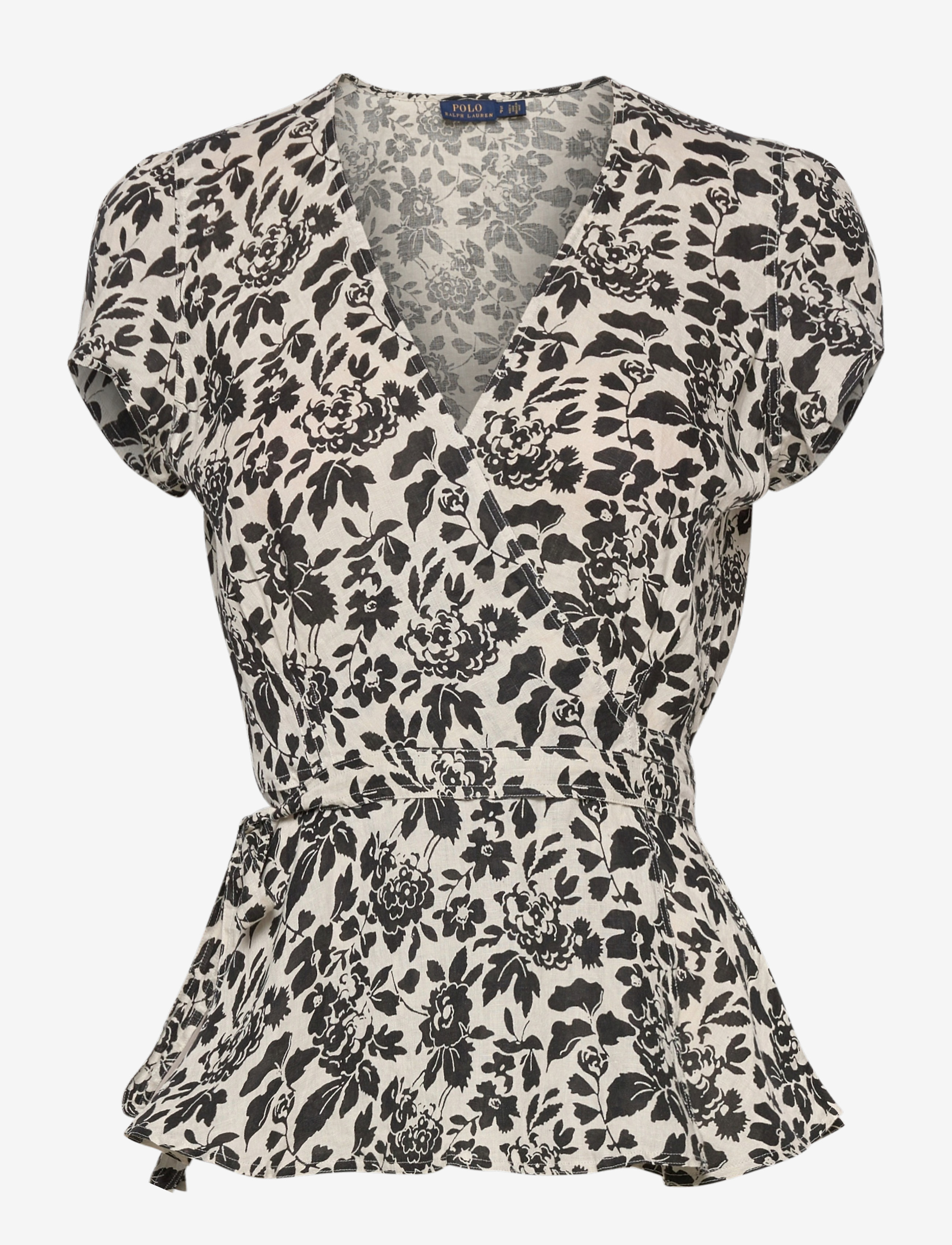 Polo Ralph Lauren - Floral Linen Wrap Blouse - 788 cream/black f - 1