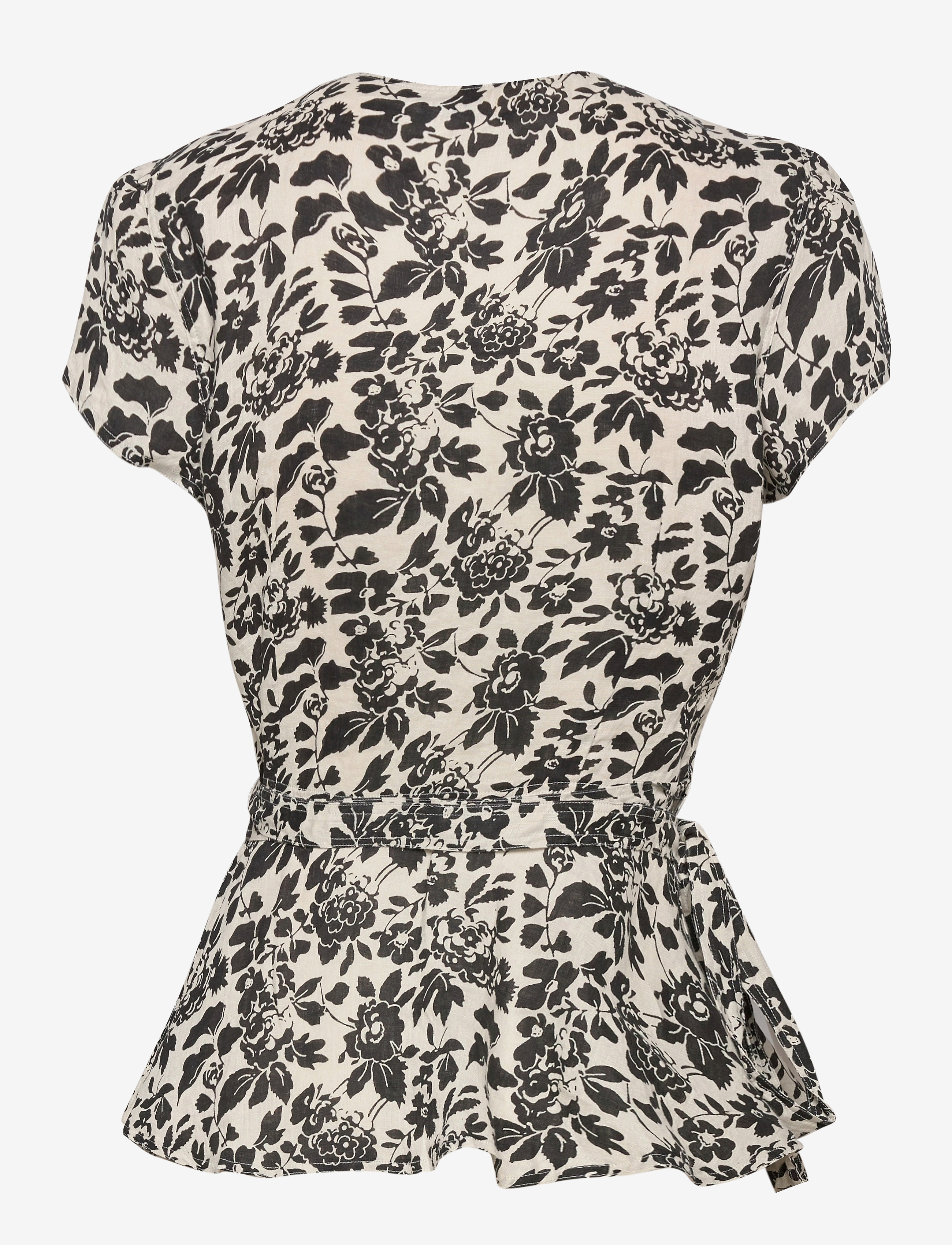 Polo Ralph Lauren - Floral Linen Wrap Blouse - 788 cream/black f - 2