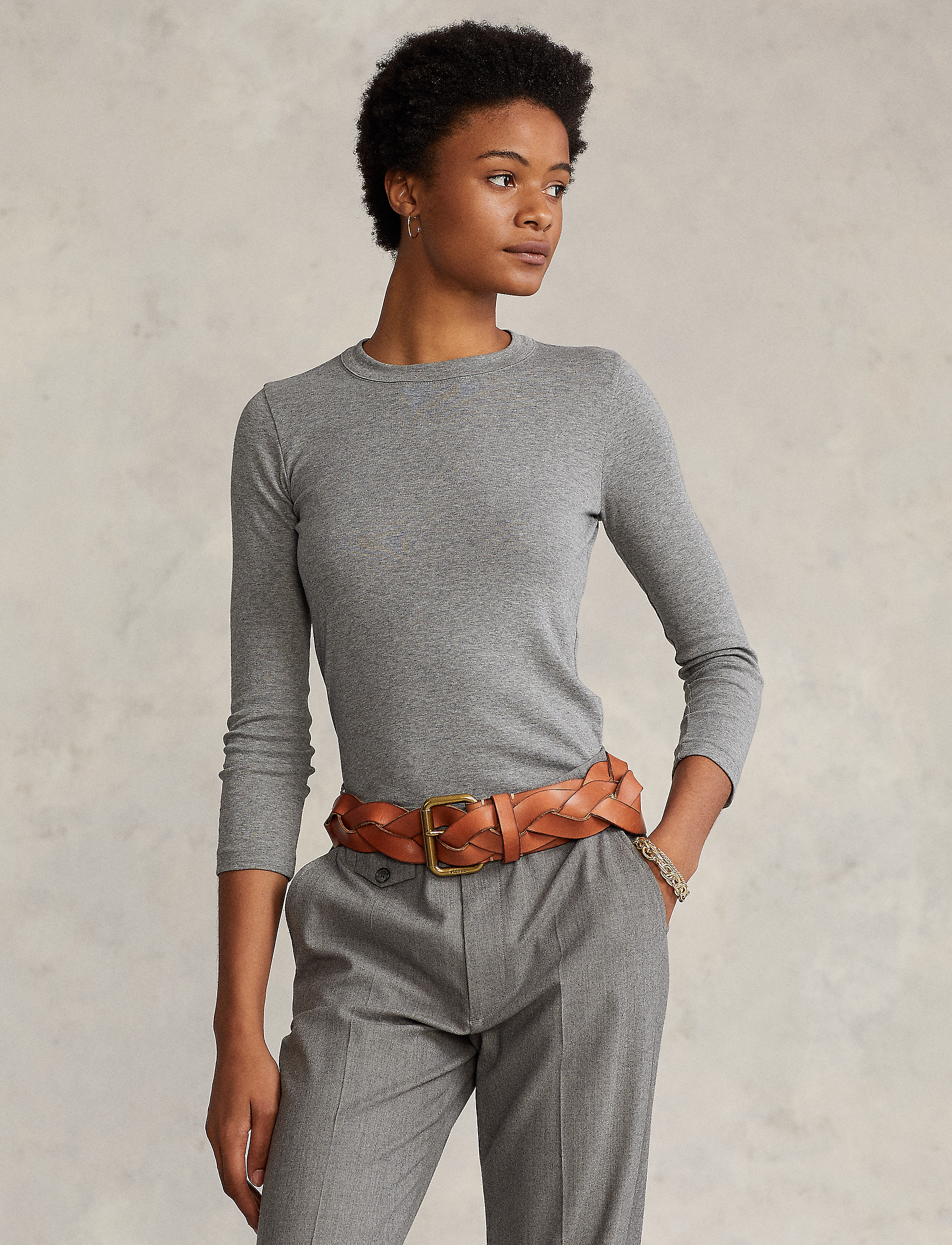 Polo Ralph Lauren - Cotton Bracelet-Sleeve Crewneck Tee - battalion heather - 2
