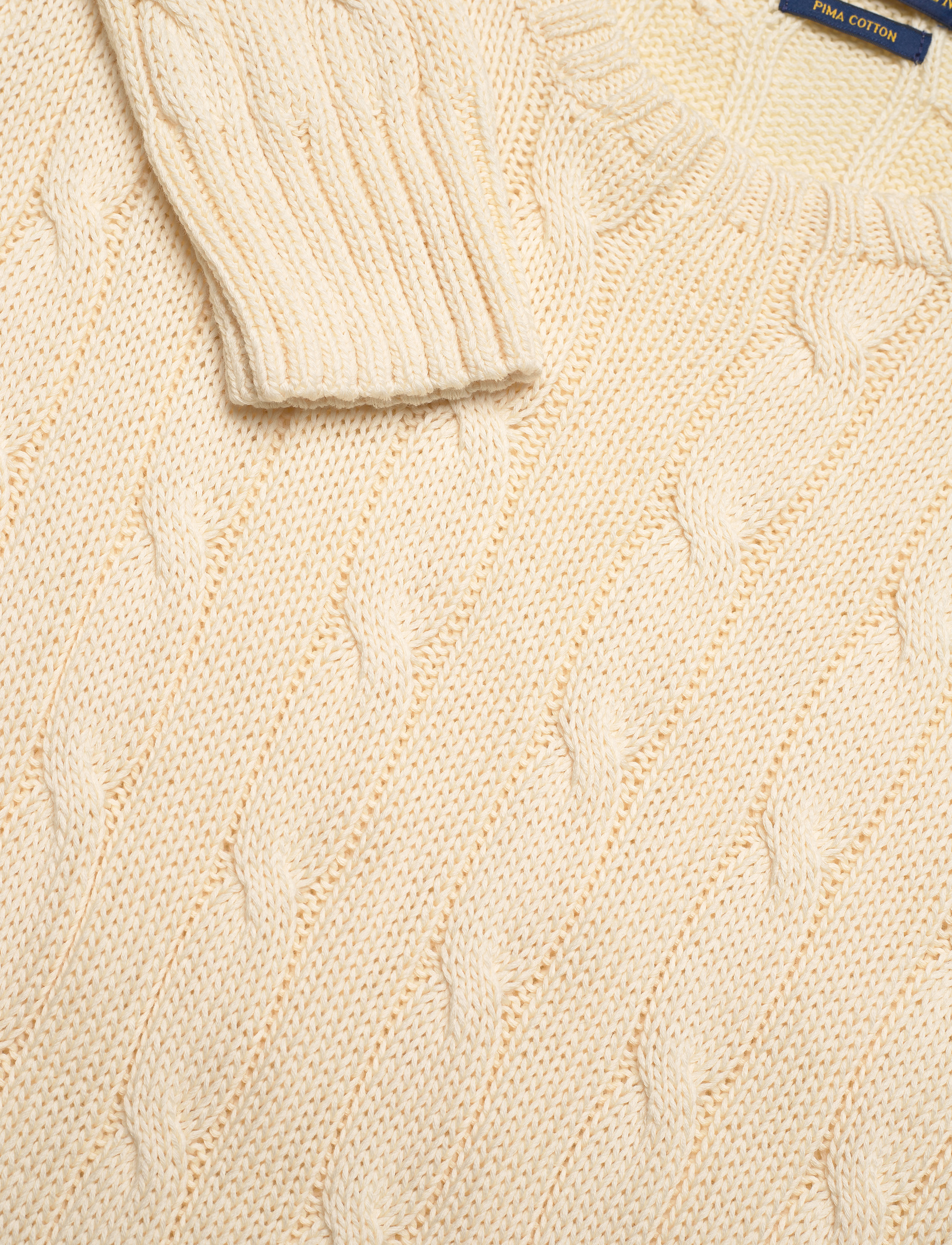 Polo Ralph Lauren - Logo Heart Cable-Knit Cotton Sweater - cream - 3