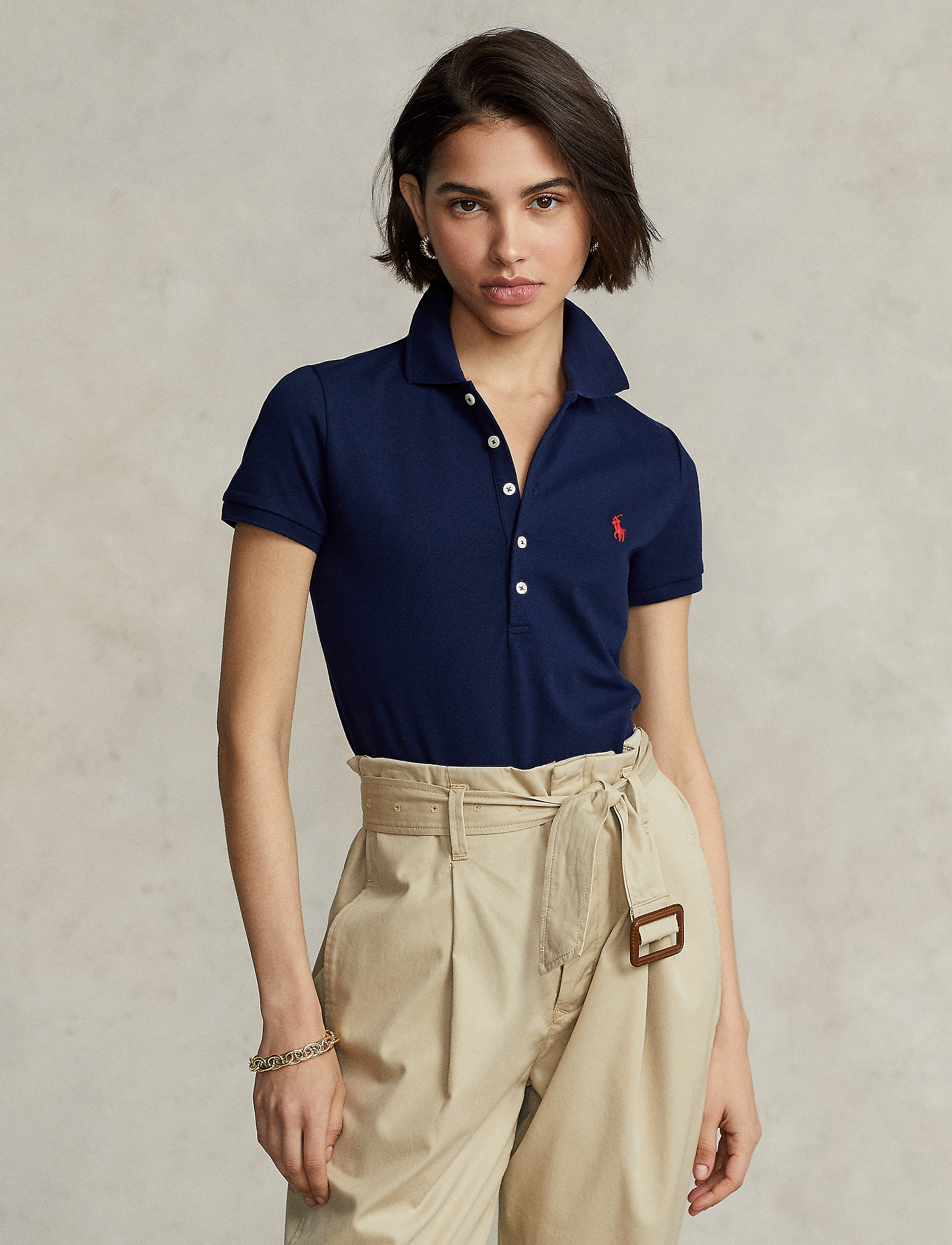 Polo Ralph Lauren Slim Fit Stretch Shirt, S, T-shirts & Oberteile, Marineblau - Polos, Frauen
