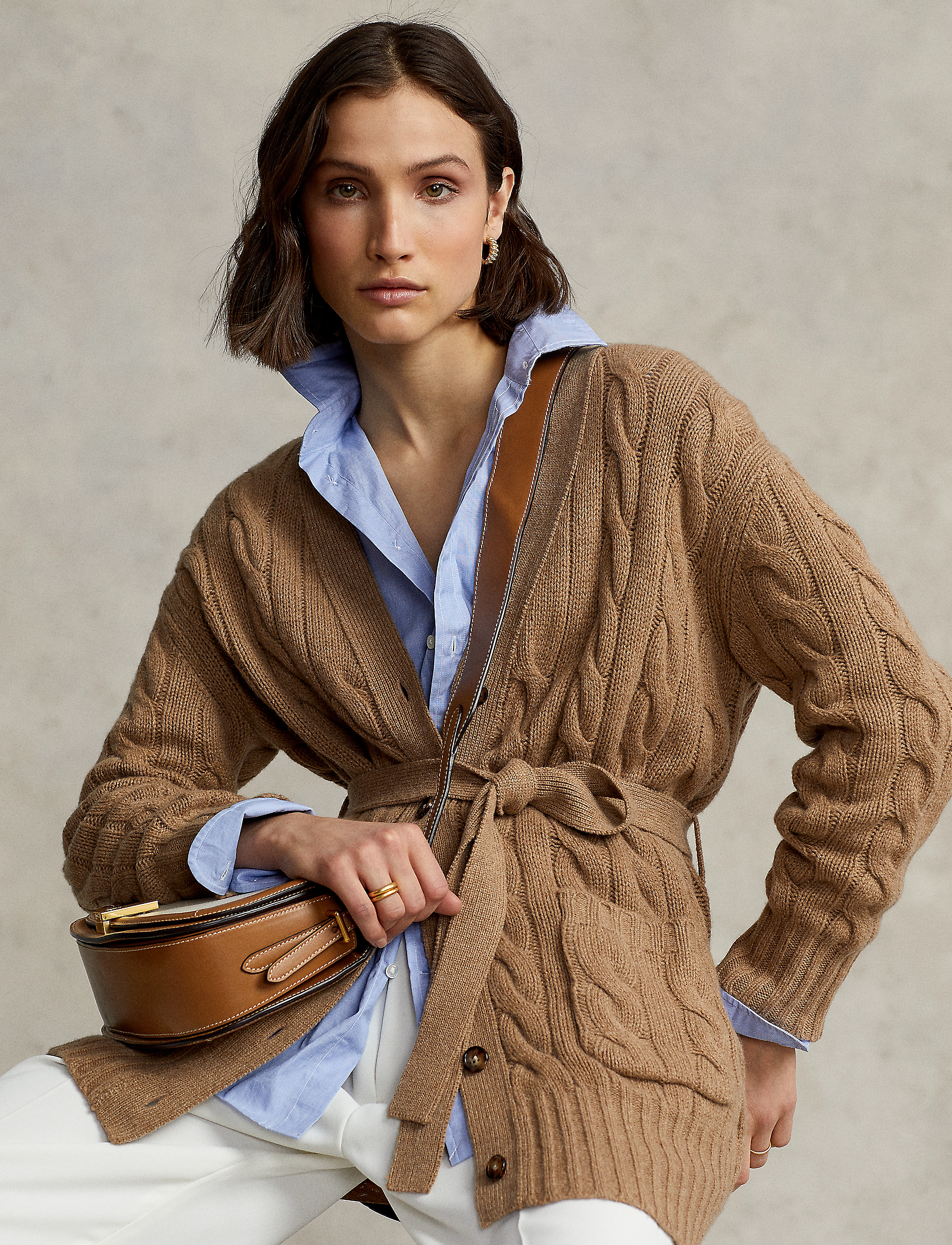 Polo Ralph Lauren - Belted Cable-Knit Wool-Cashmere Cardigan - collection camel - 2