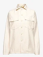 Logo Cotton Satin Shirt - ESTATE CREAM