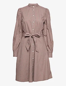Checked Puff-Sleeve Cotton Shirtdress, Polo Ralph Lauren